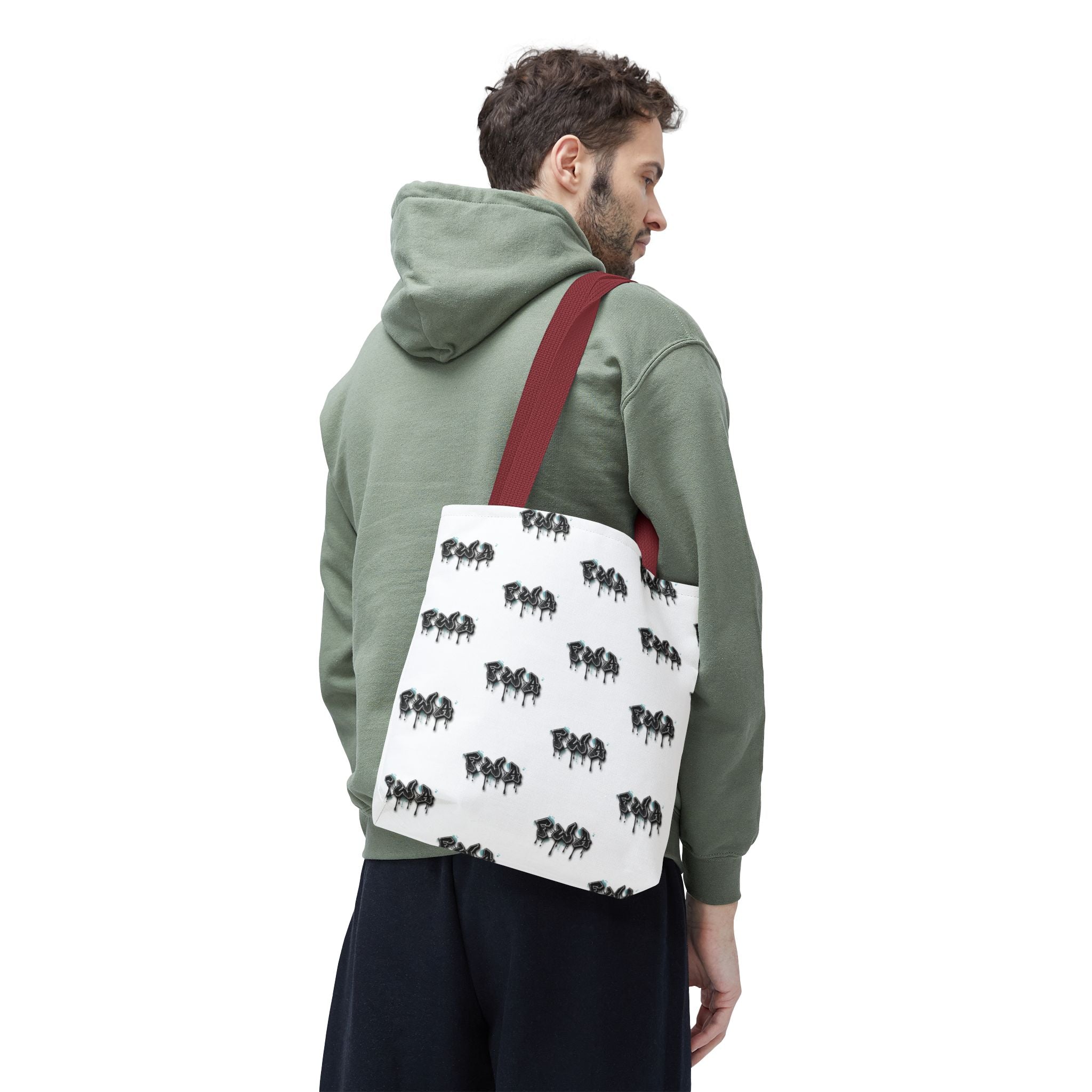 Faith With Action Pattern Tote Bag — Black & White AOP Reusable Shopper
