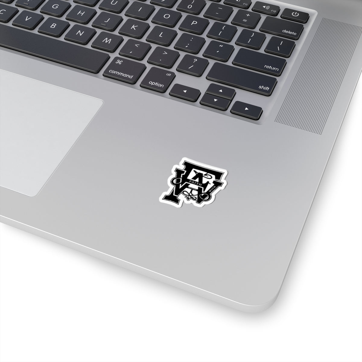Faith Monogram Kiss-Cut Sticker — Black Lettering Laptop Decal