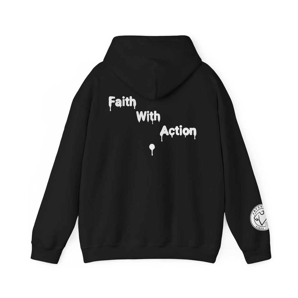 Faith With Action Hoodie — Drip Script Graphic Pullover