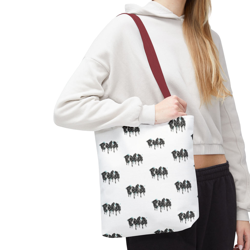 Faith With Action Pattern Tote Bag — Black & White AOP Reusable Shopper