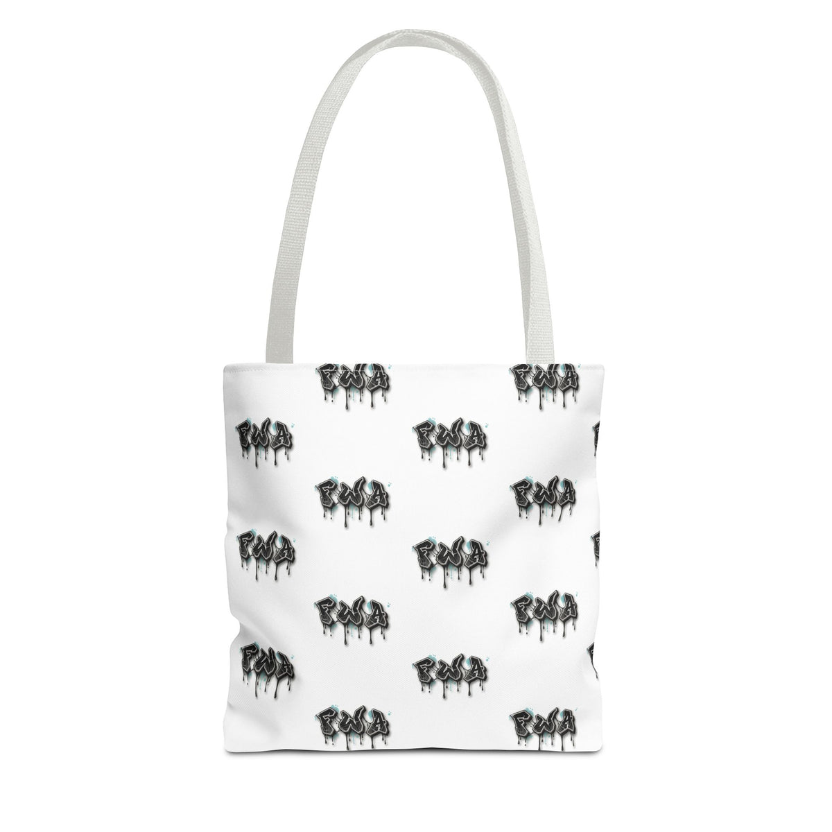 Faith With Action Pattern Tote Bag — Black & White AOP Reusable Shopper