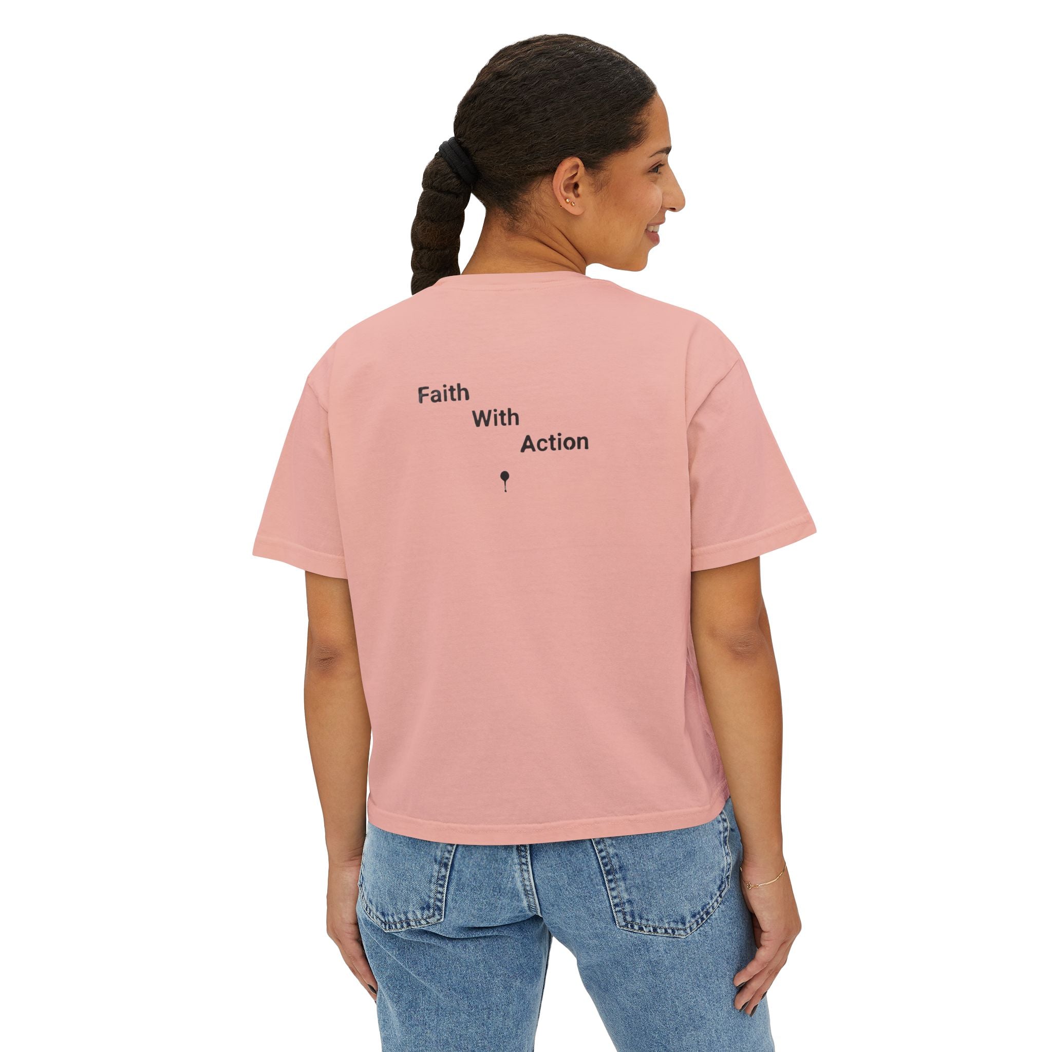 Faith With Action Boxy Tee — Graffiti-Style "FWA" Crop Tee for Women