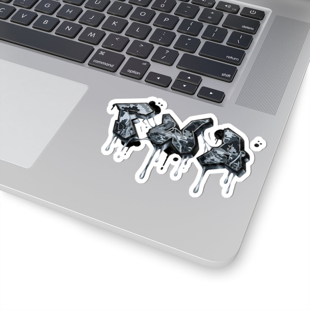 Graffiti Drip Kiss-Cut Sticker — Urban Black & Gray Street Art Decal