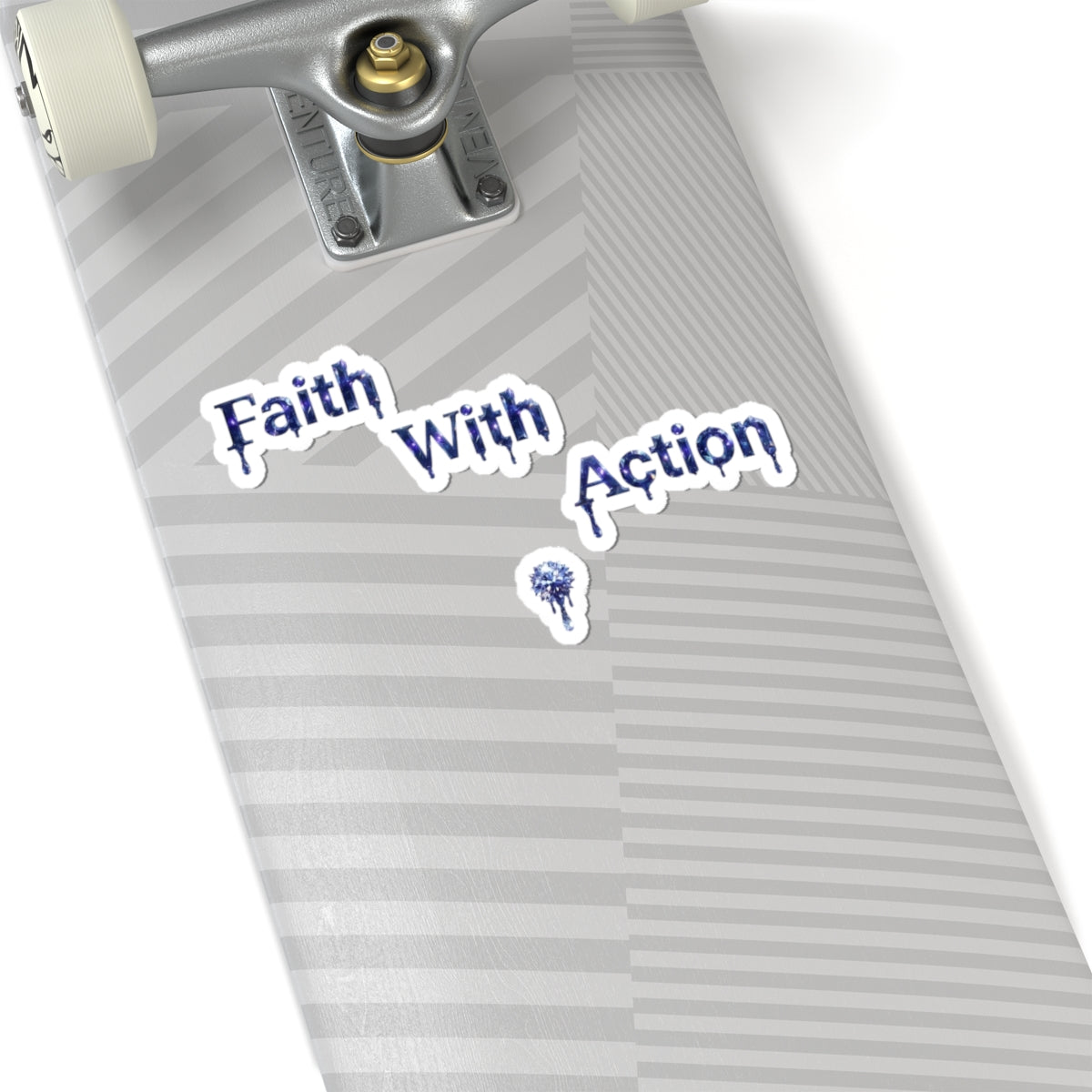 Faith With Action Kiss-Cut Sticker — Inspirational Christian Laptop Decal