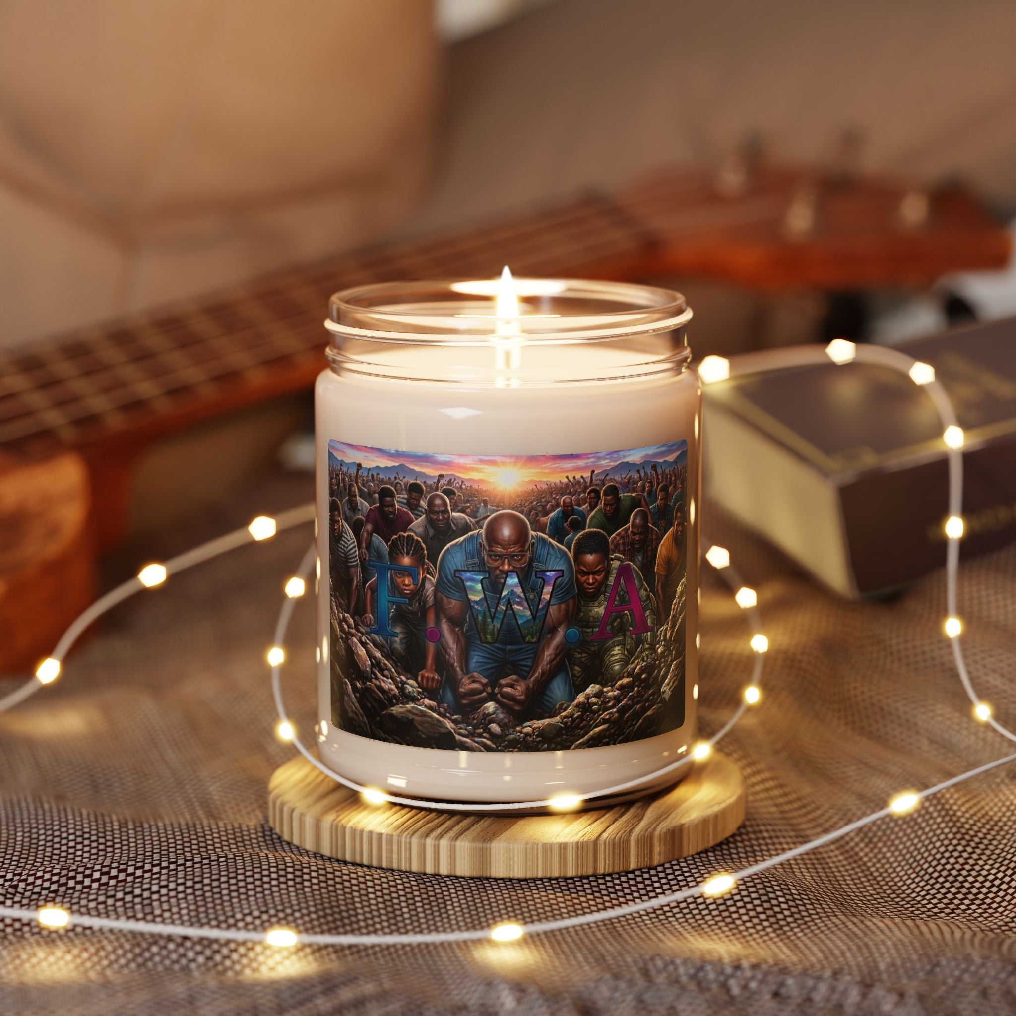 Unity Rising Soy Candle — 9oz Scented Jar with 'TWA' Artwork