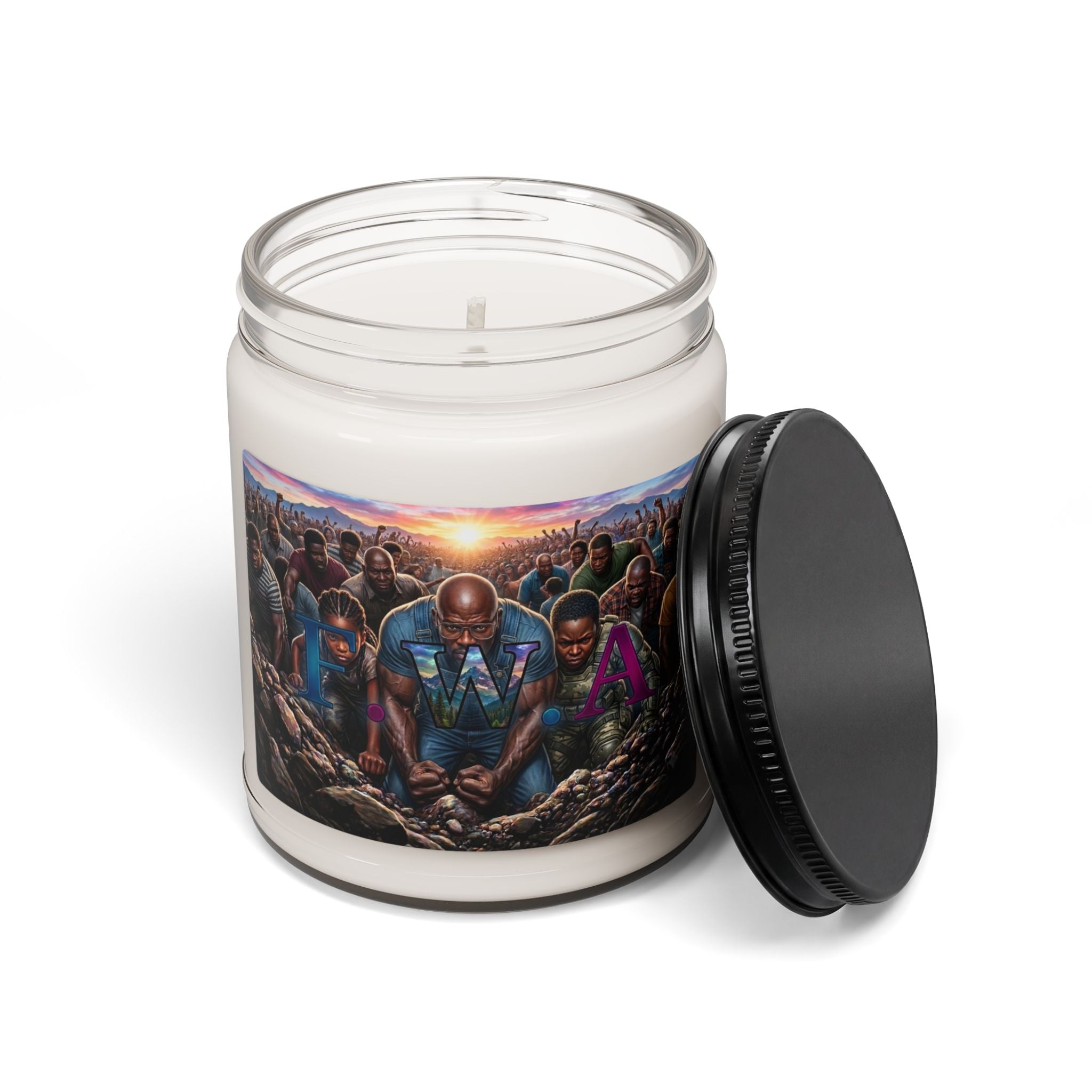 Unity Rising Soy Candle — 9oz Scented Jar with 'TWA' Artwork
