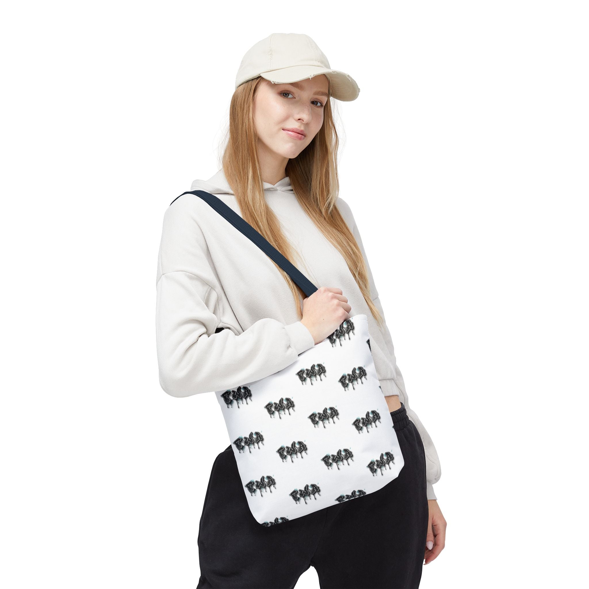 Faith With Action Pattern Tote Bag — Black & White AOP Reusable Shopper
