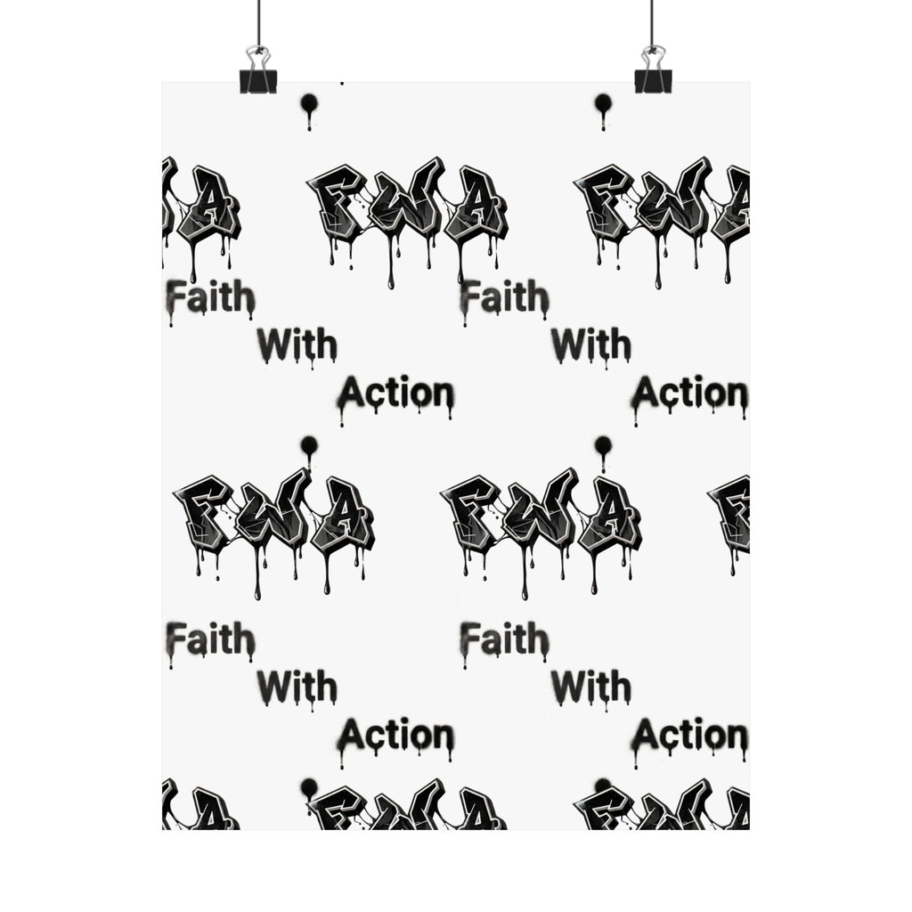 Satin Poster – "Faith With Action" Black Graffiti Print (210gsm)