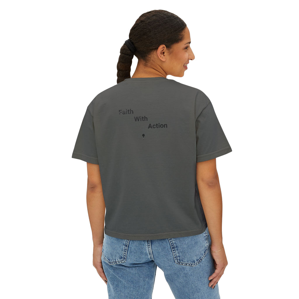 Faith With Action Boxy Tee — Graffiti-Style "FWA" Crop Tee for Women