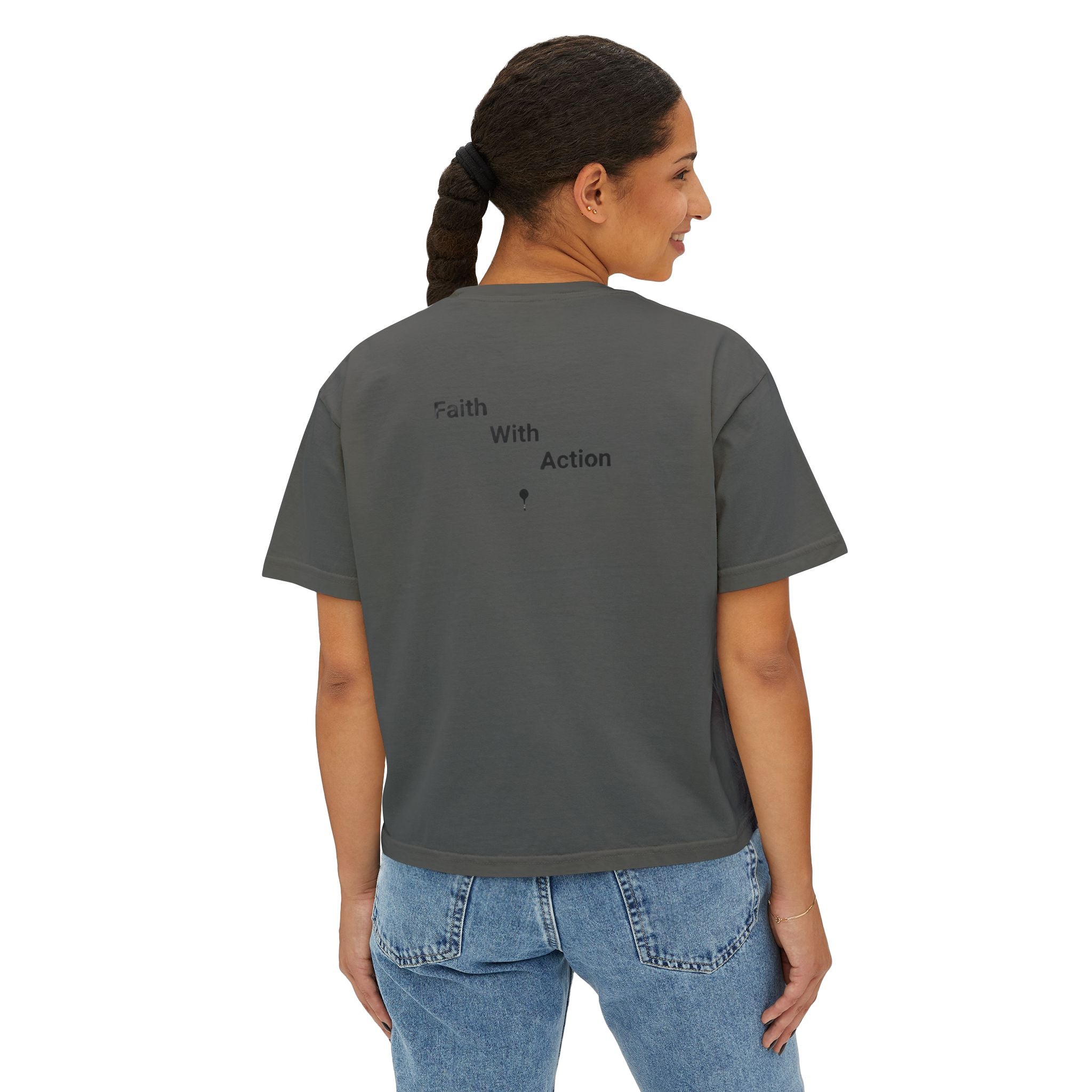 Faith With Action Boxy Tee — Graffiti-Style "FWA" Crop Tee for Women
