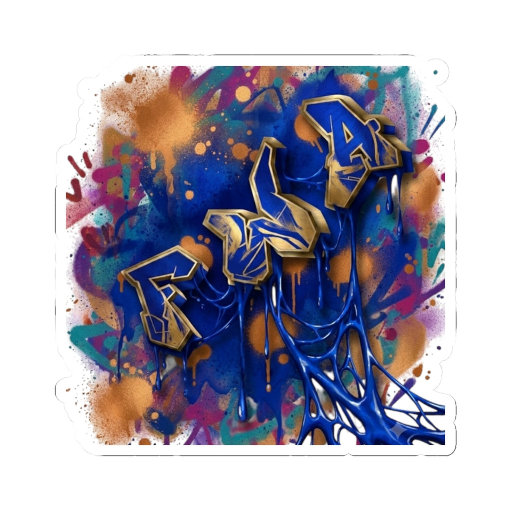 Graffiti Art Kiss-Cut Sticker — Blue Drip Street Art Decal