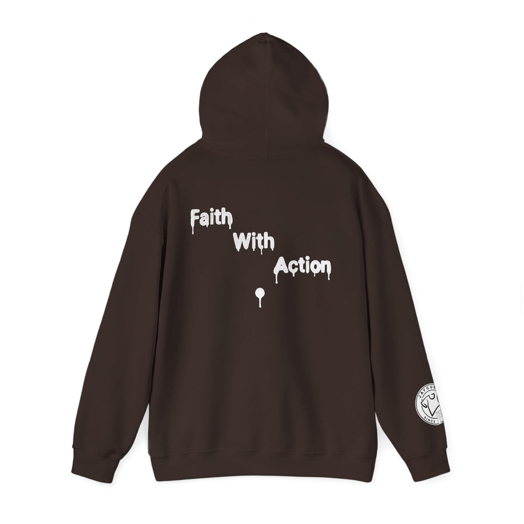 Faith With Action Hoodie — Drip Script Graphic Pullover
