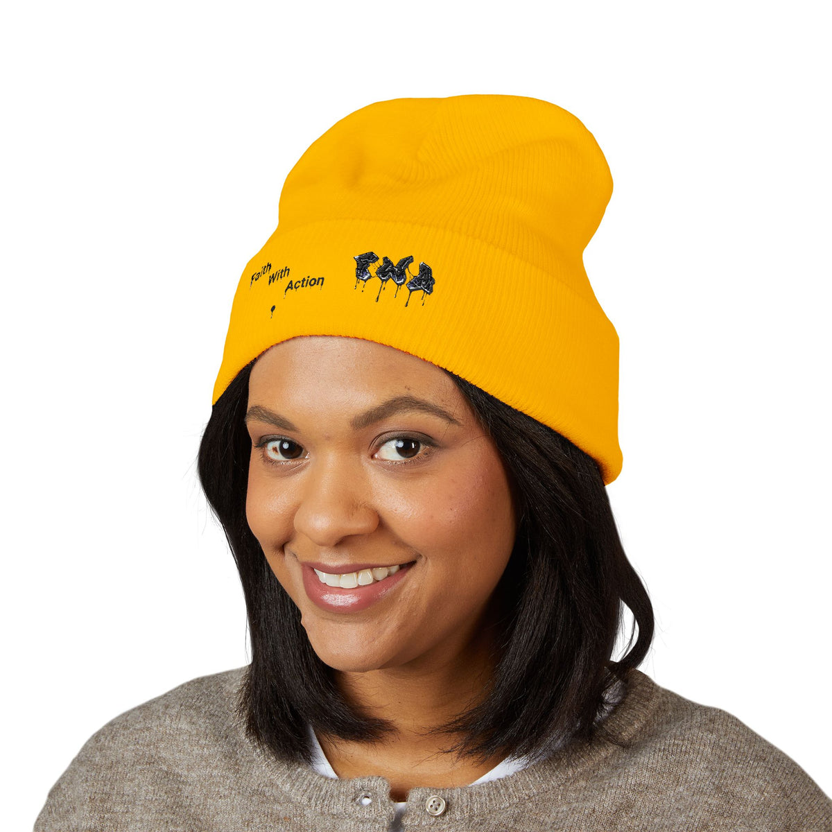 Faith With Action Embroidered Cuffed Beanie