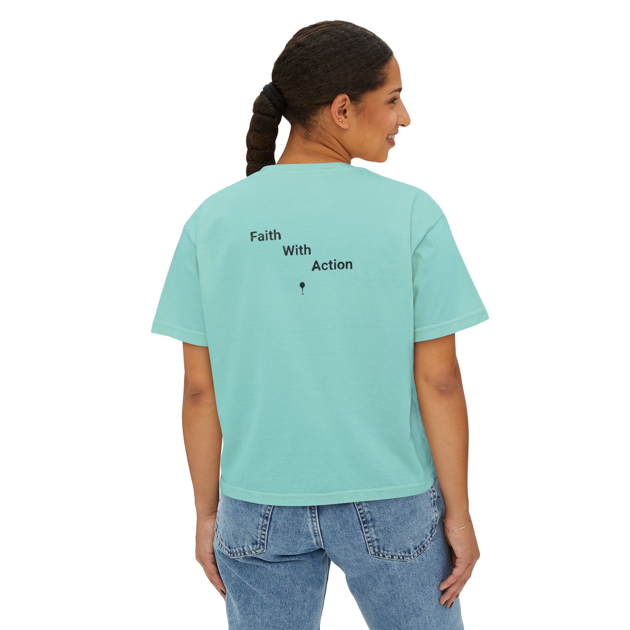 Faith With Action Boxy Tee — Graffiti-Style "FWA" Crop Tee for Women