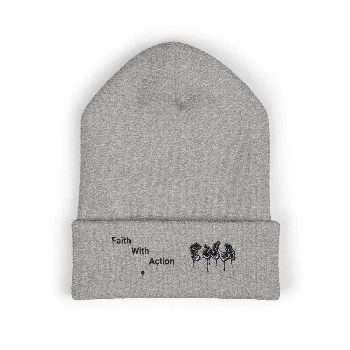 Faith With Action Embroidered Cuffed Beanie