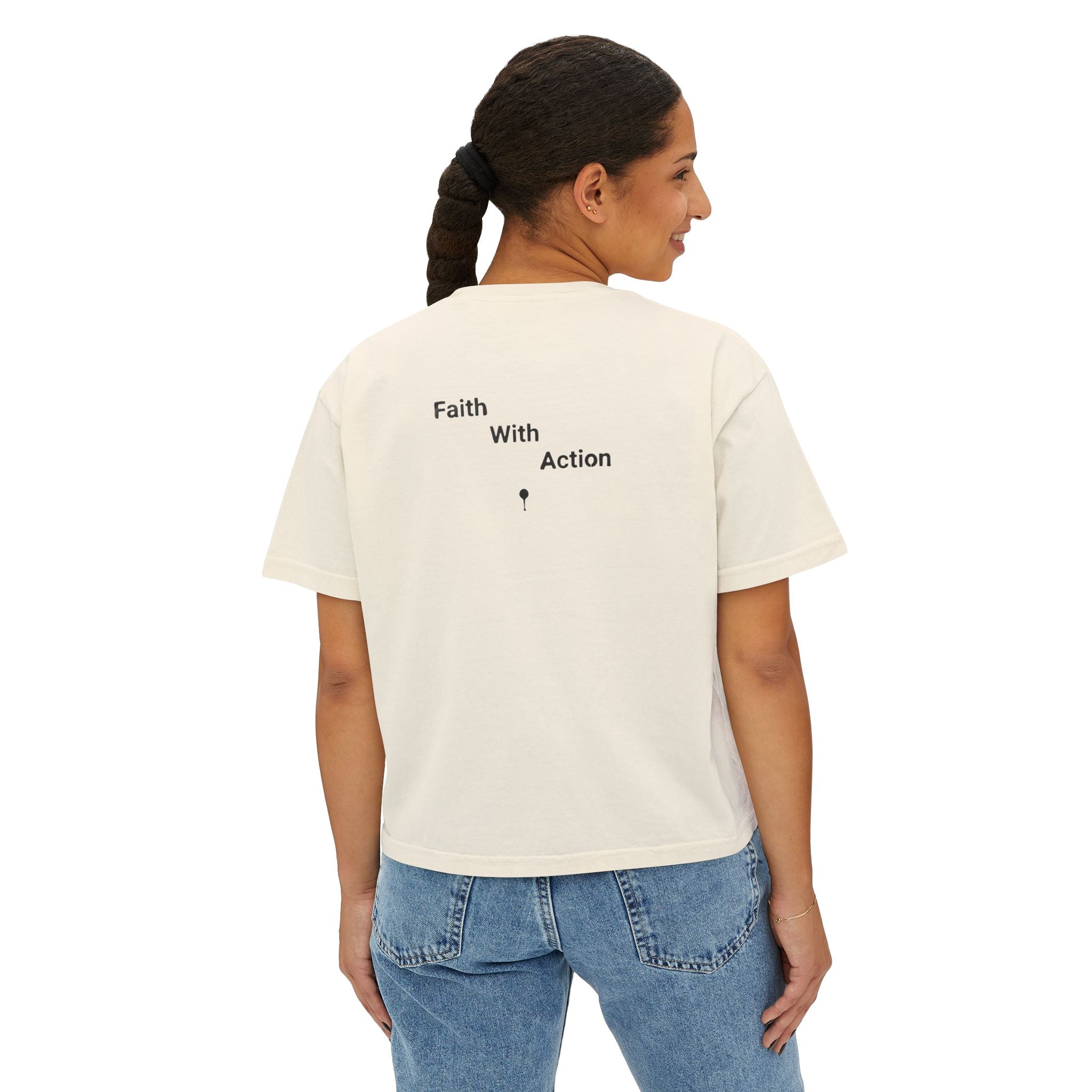 Faith With Action Boxy Tee — Graffiti-Style "FWA" Crop Tee for Women