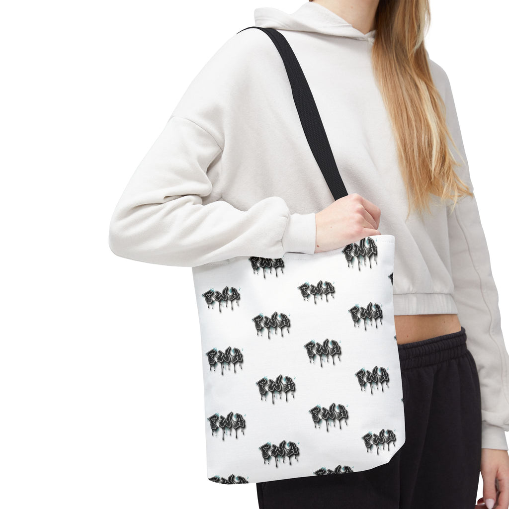 Faith With Action Pattern Tote Bag — Black & White AOP Reusable Shopper