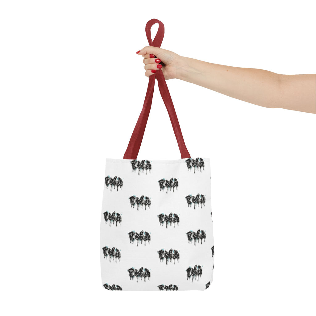 Faith With Action Pattern Tote Bag — Black & White AOP Reusable Shopper