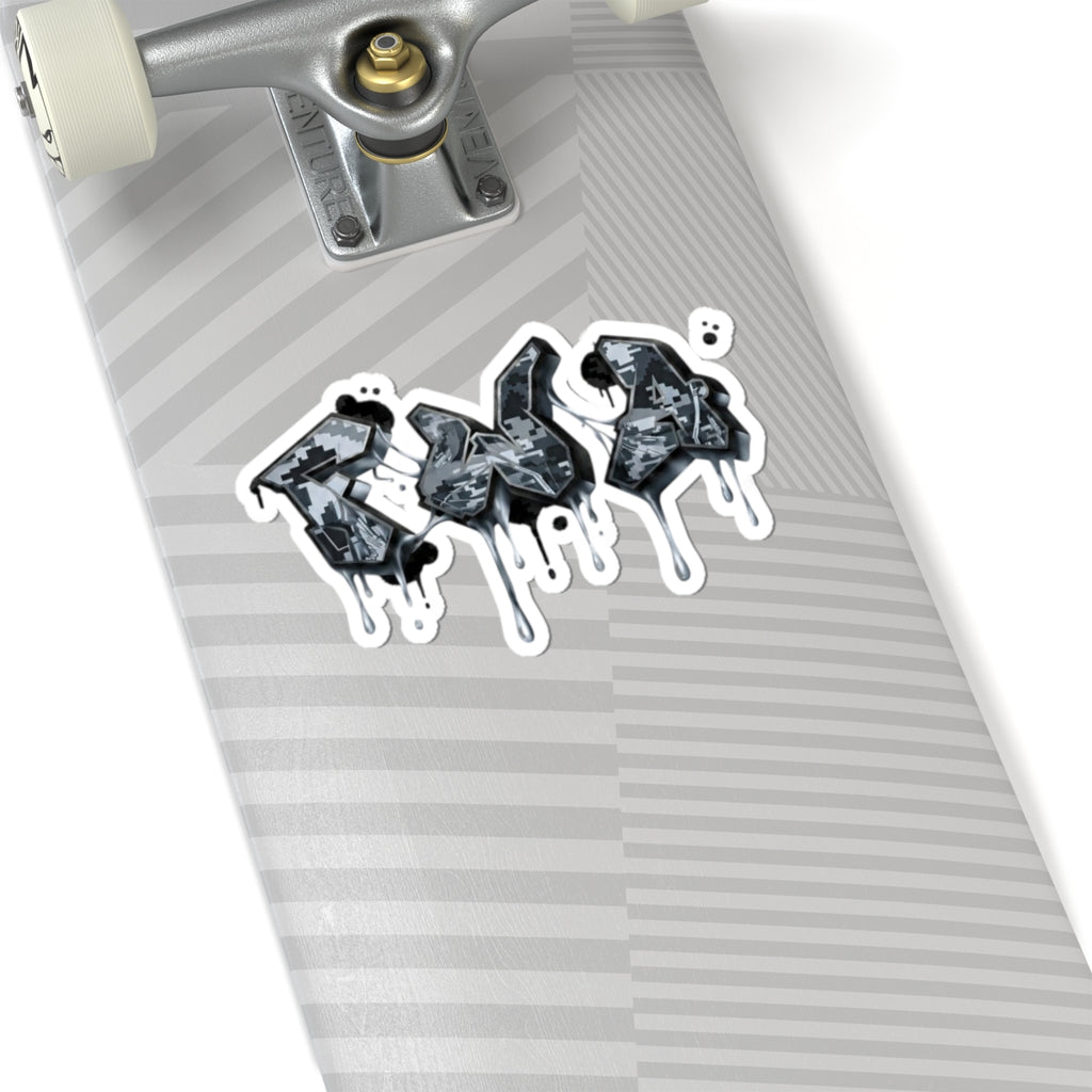 Graffiti Drip Kiss-Cut Sticker — Urban Black & Gray Street Art Decal