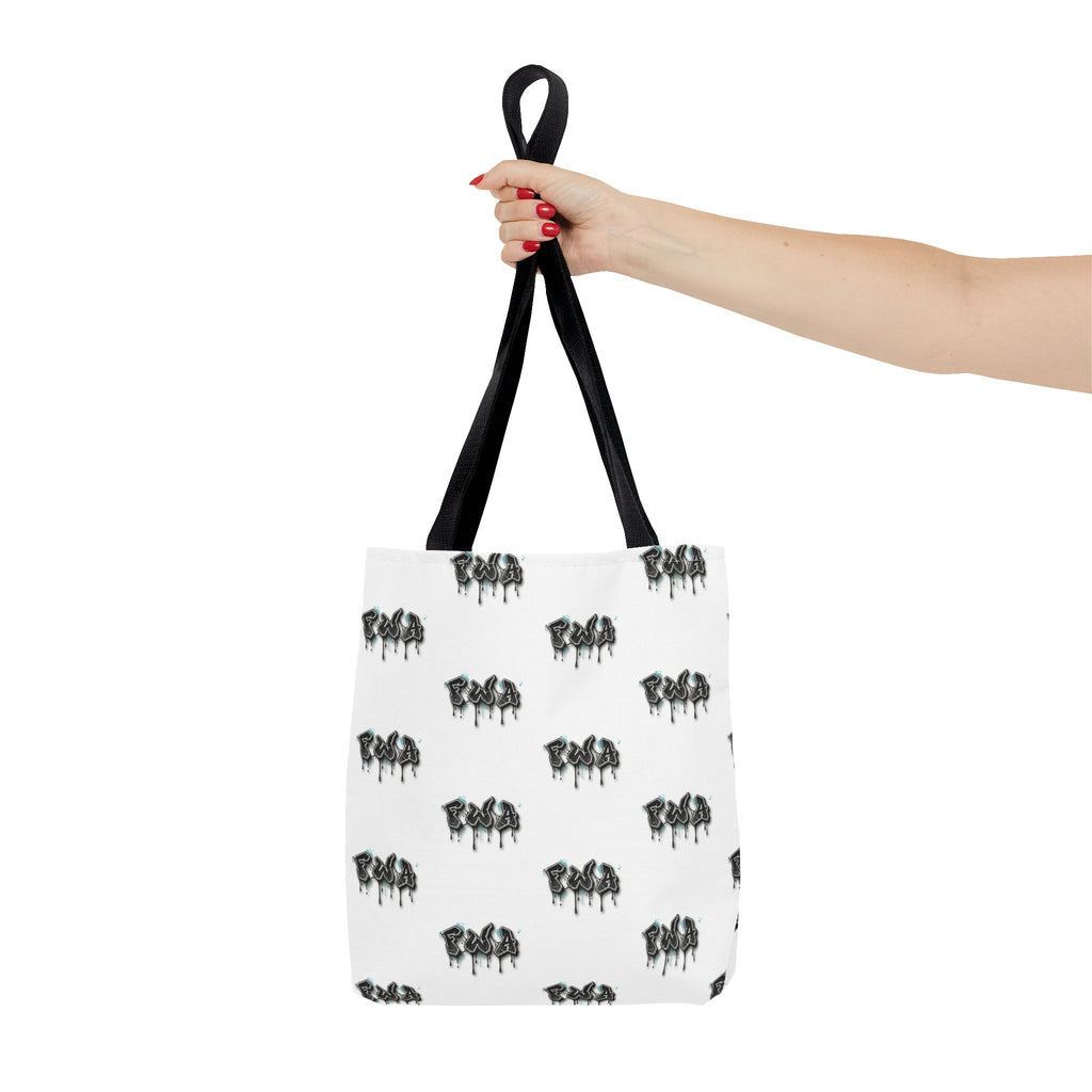 Faith With Action Pattern Tote Bag — Black & White AOP Reusable Shopper
