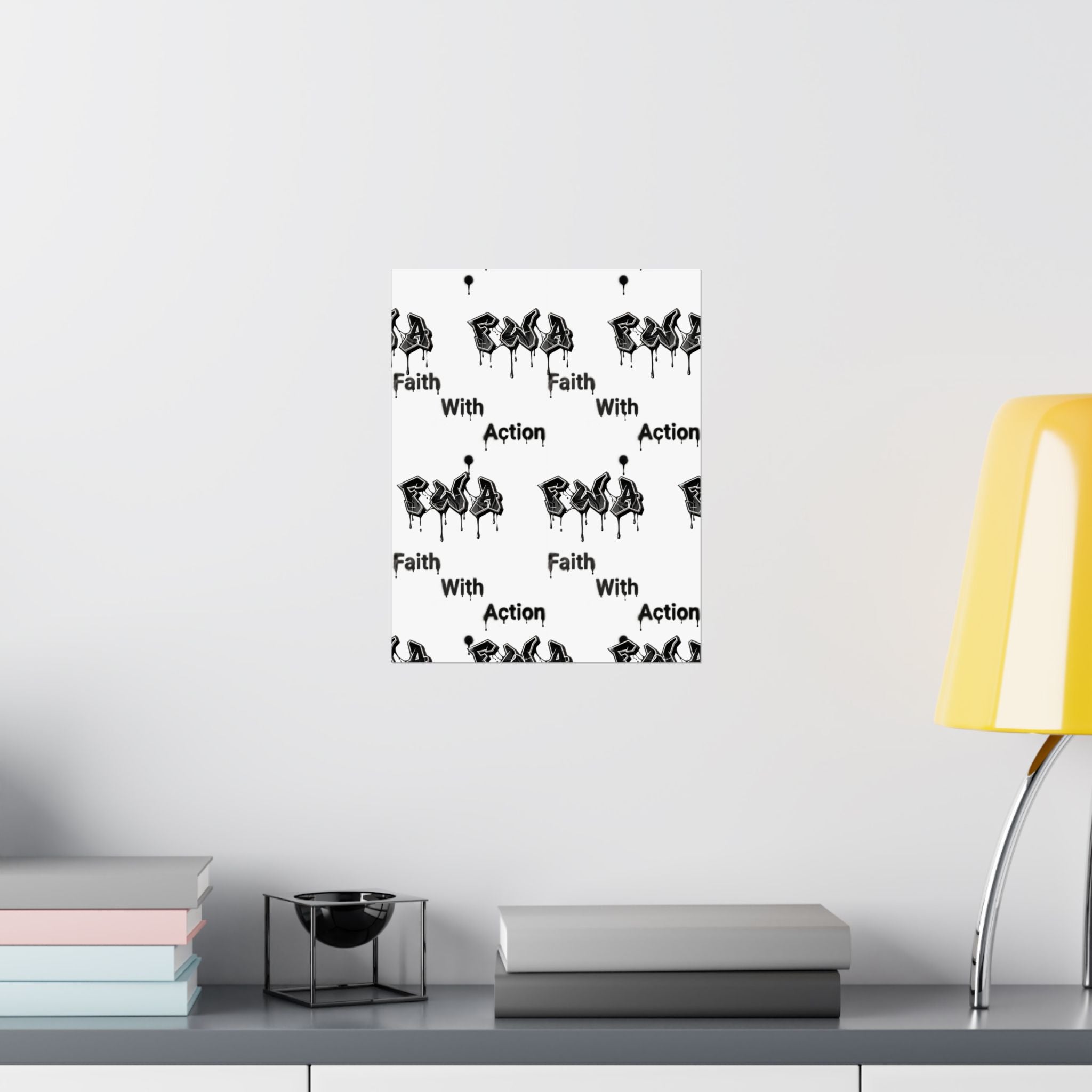 Satin Poster – "Faith With Action" Black Graffiti Print (210gsm)