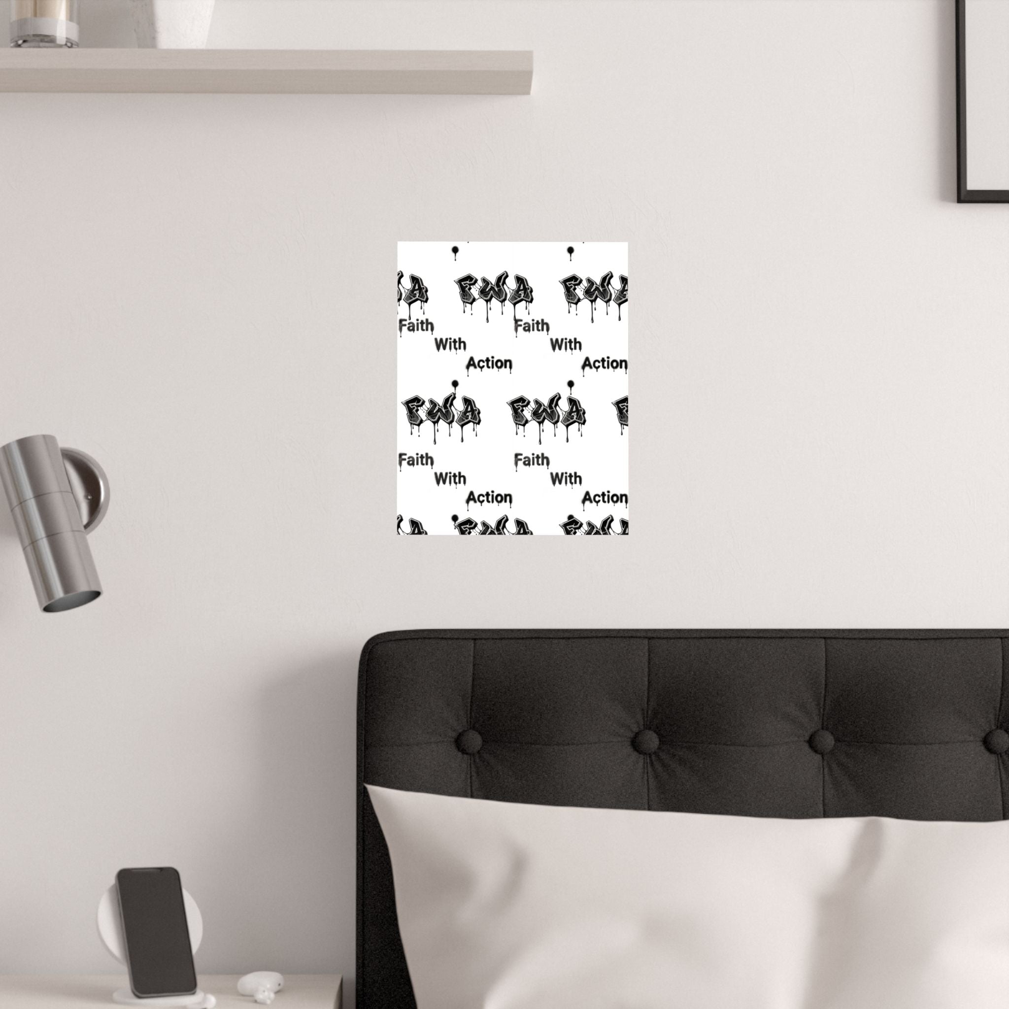 Satin Poster – "Faith With Action" Black Graffiti Print (210gsm)