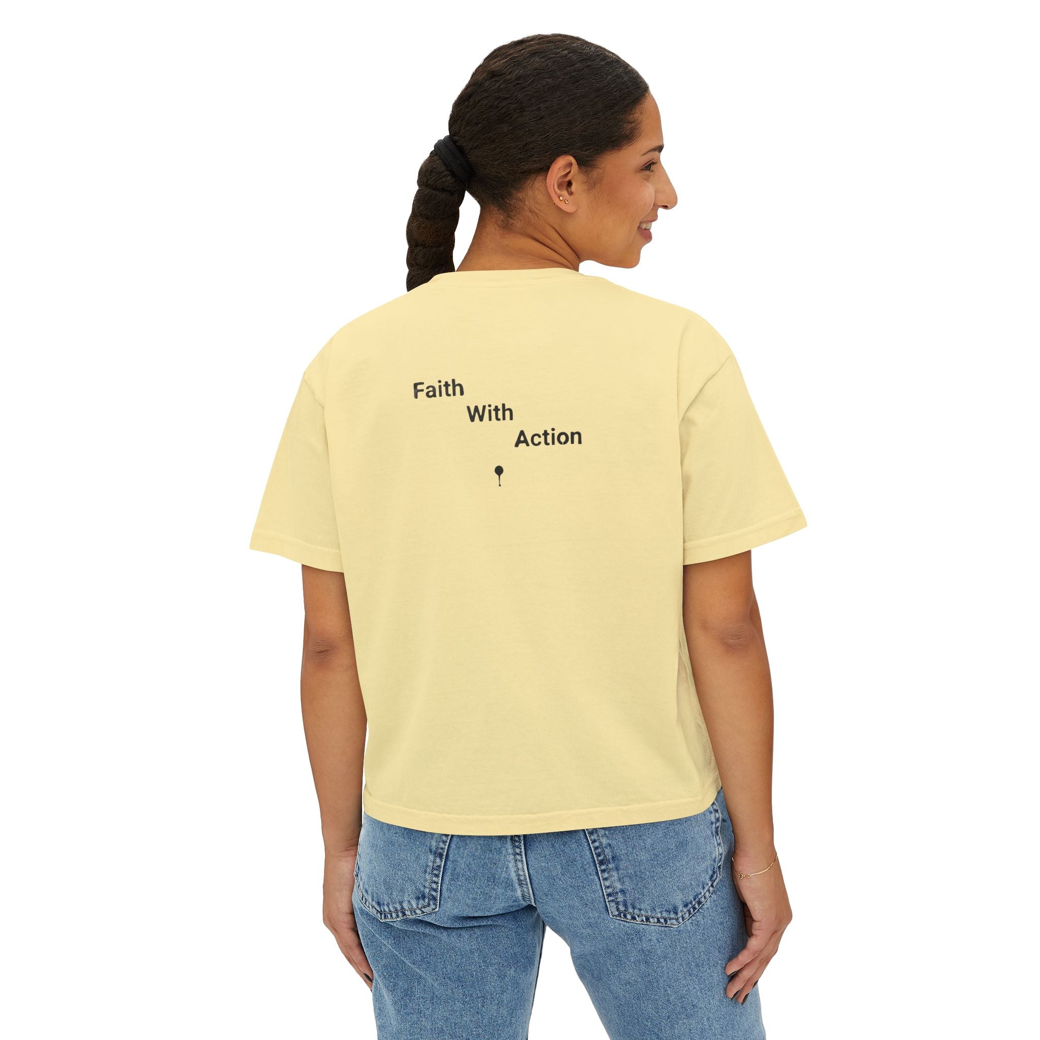Faith With Action Boxy Tee — Graffiti-Style "FWA" Crop Tee for Women