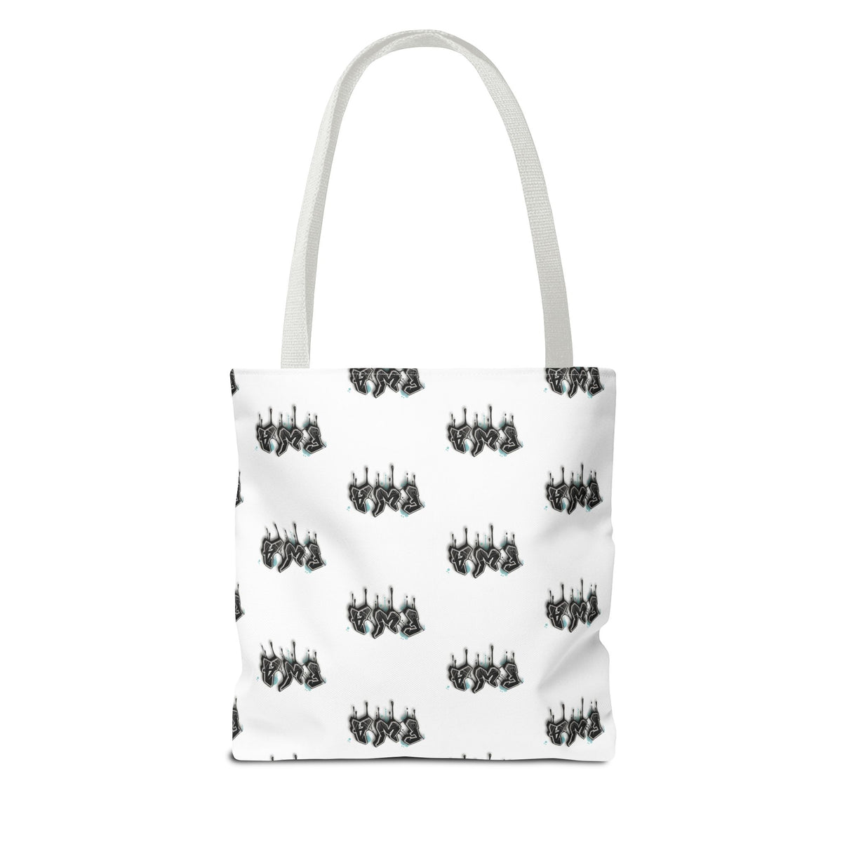 Faith With Action Pattern Tote Bag — Black & White AOP Reusable Shopper