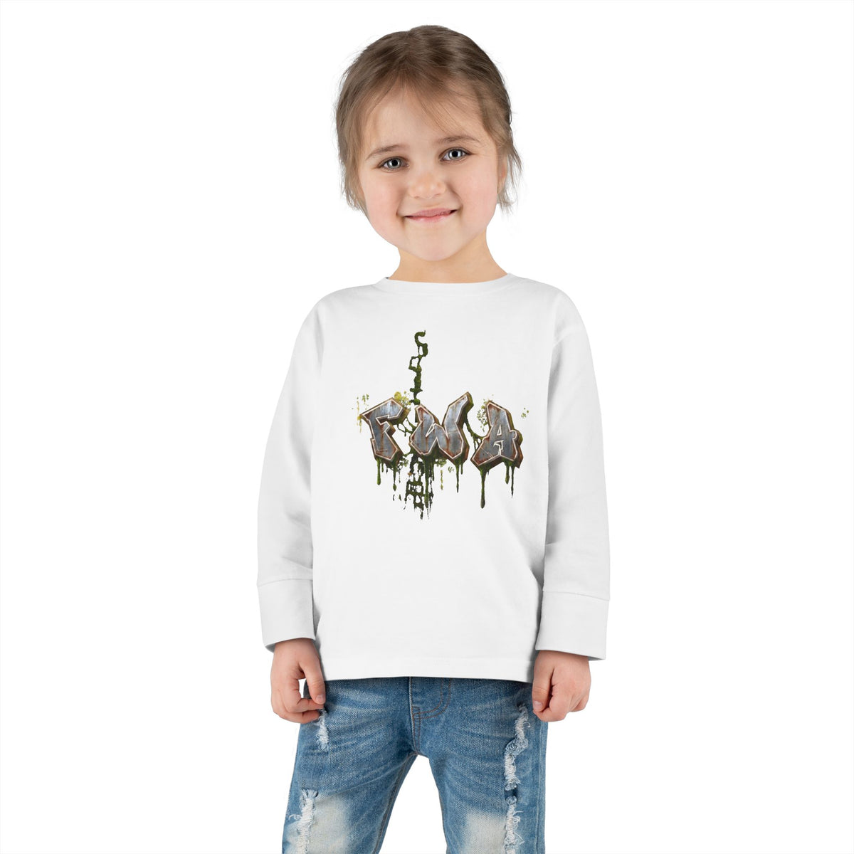 Toddler Long Sleeve Tee — "Faith With Action"