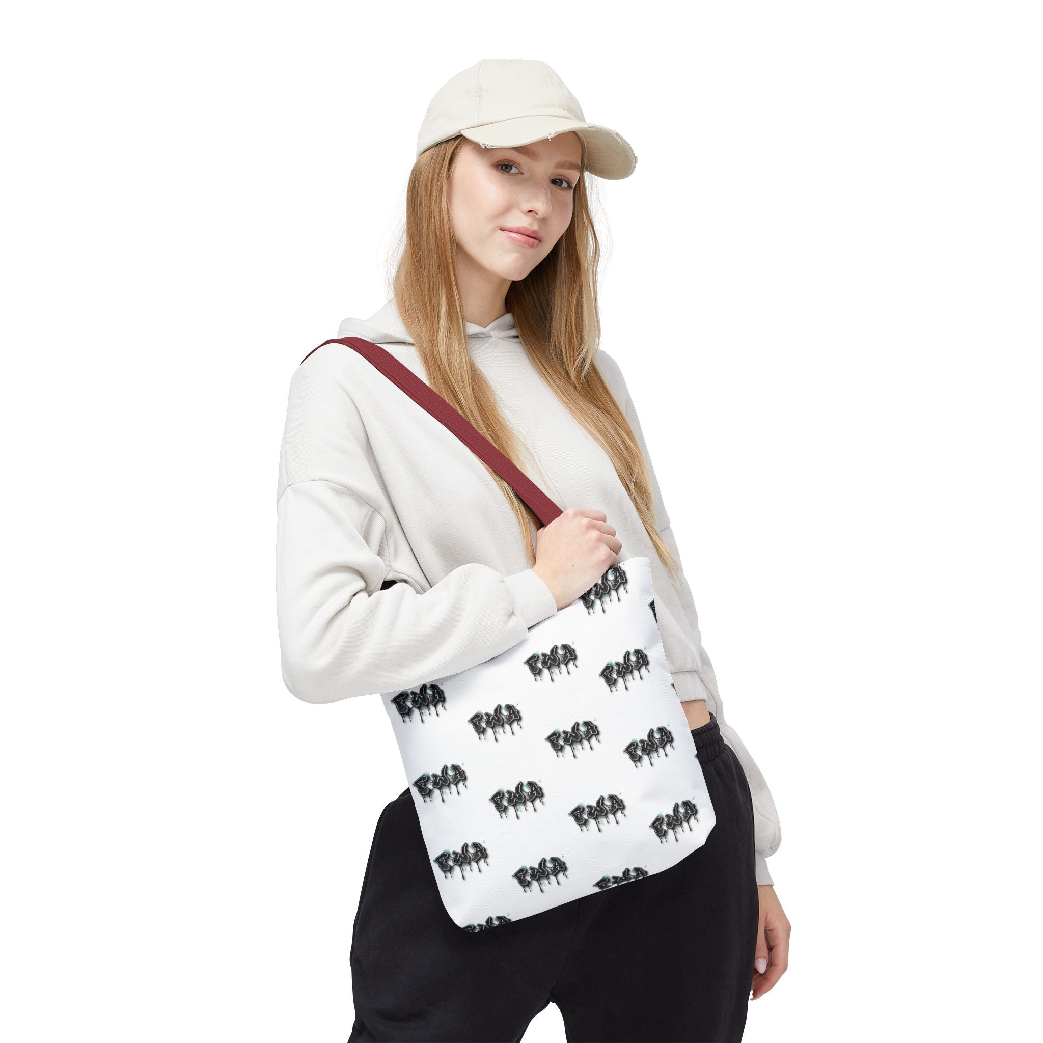 Faith With Action Pattern Tote Bag — Black & White AOP Reusable Shopper