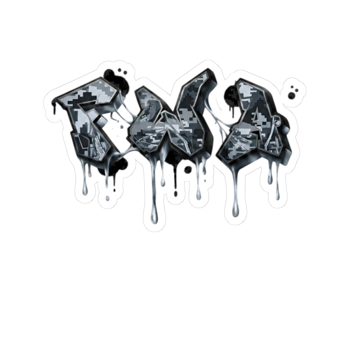 Graffiti Drip Kiss-Cut Sticker — Urban Black & Gray Street Art Decal