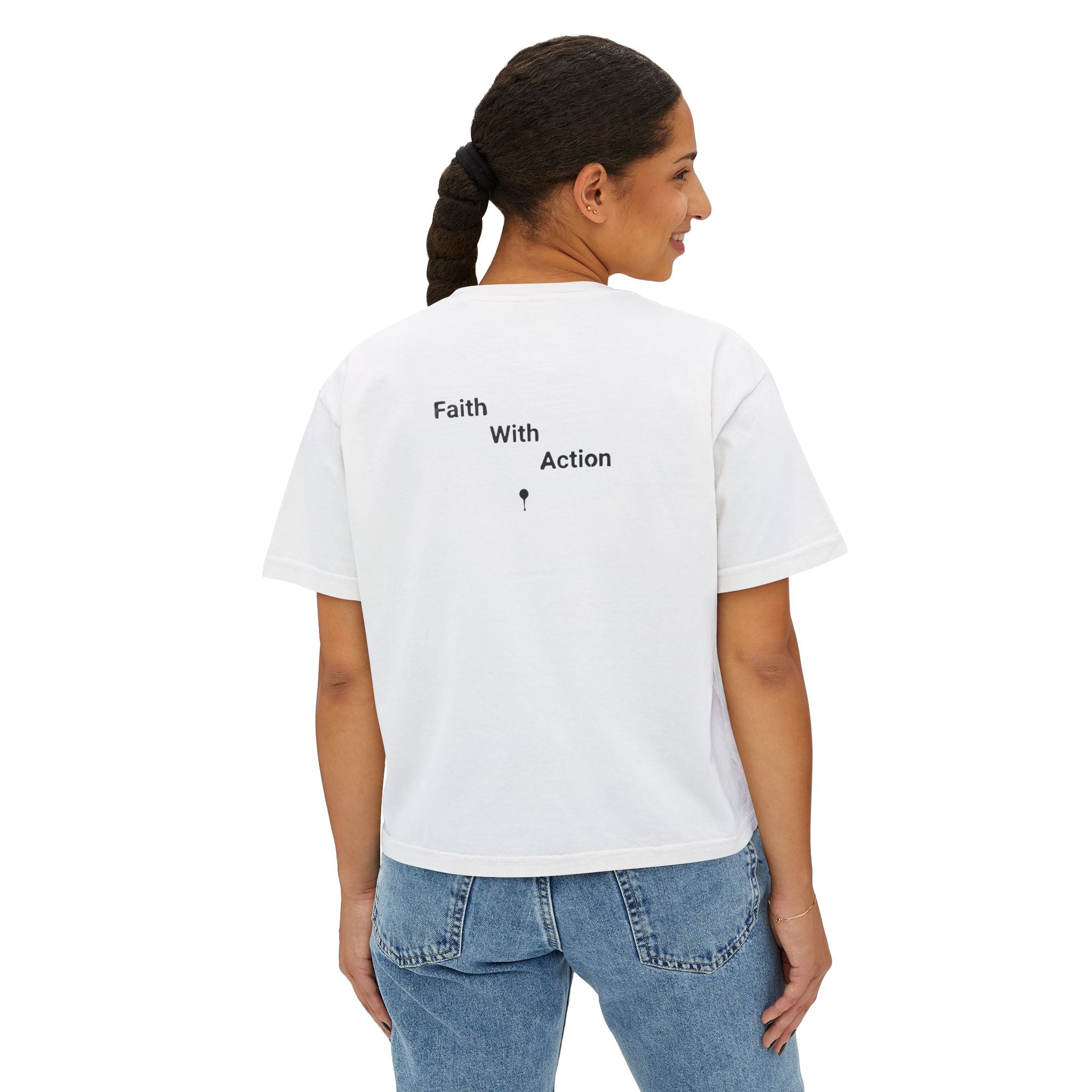 Faith With Action Boxy Tee — Graffiti-Style "FWA" Crop Tee for Women