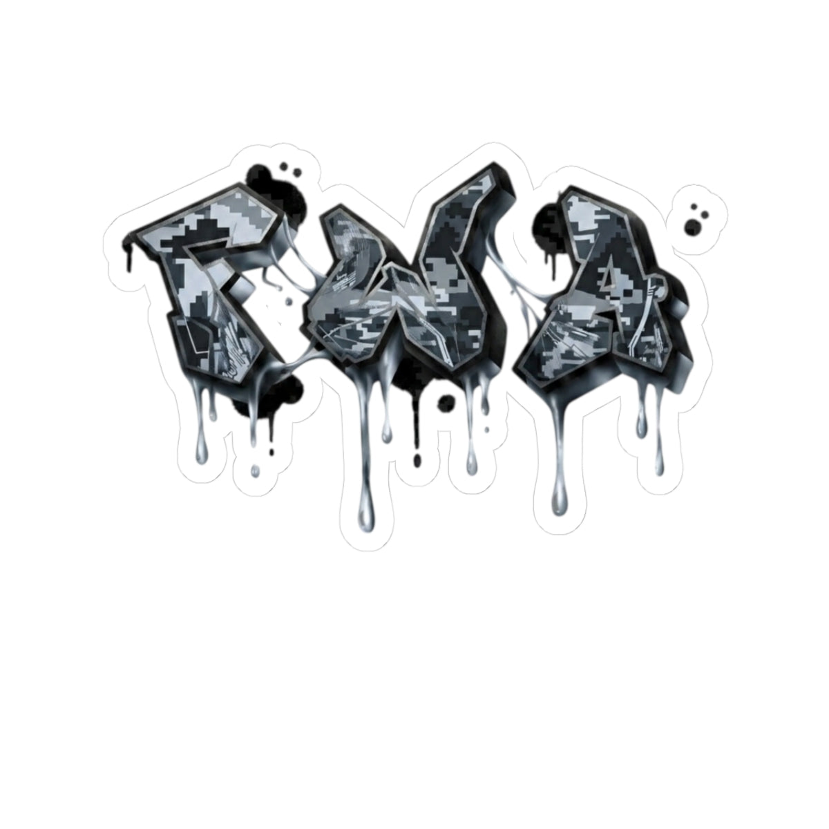 Graffiti Drip Kiss-Cut Sticker — Urban Black & Gray Street Art Decal