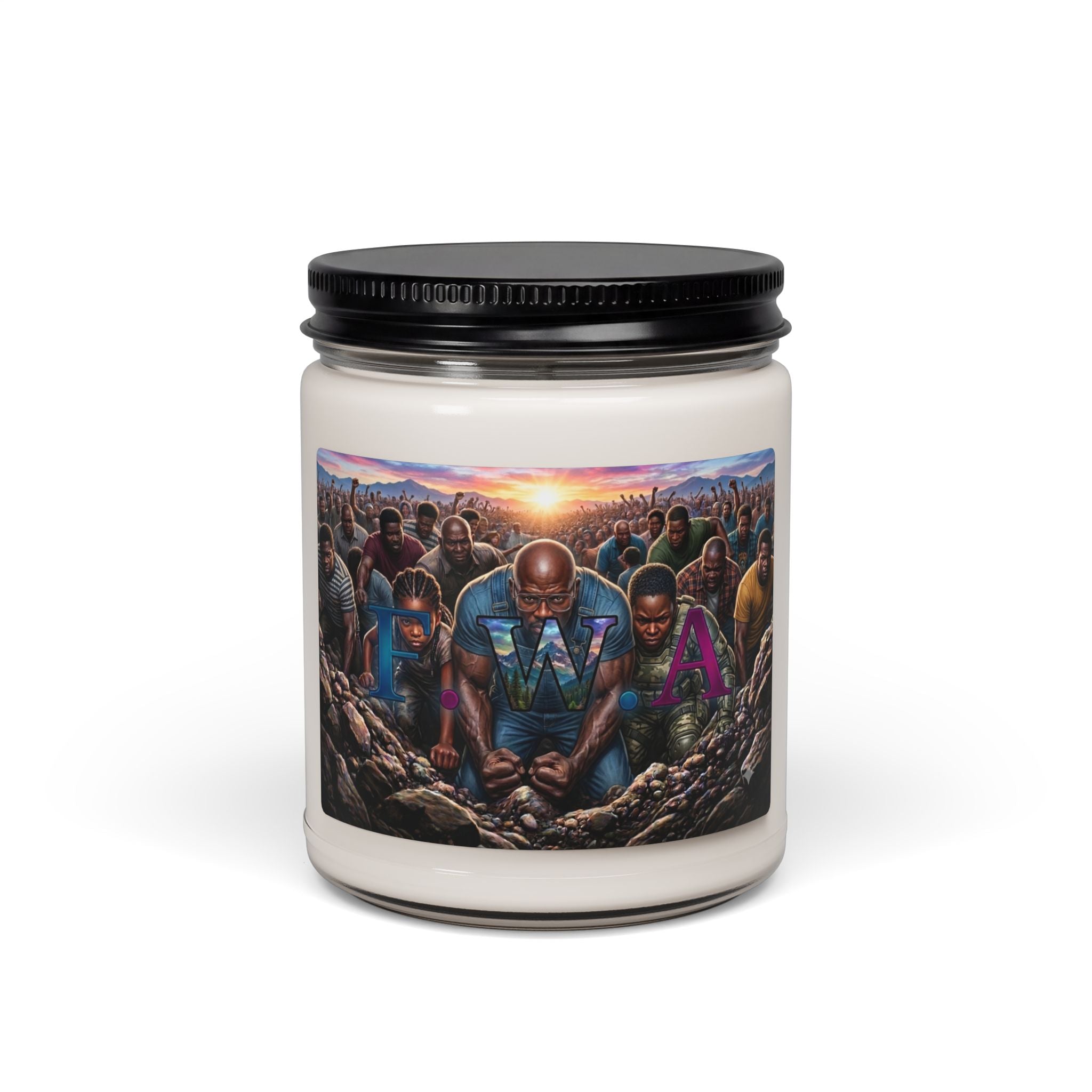 Unity Rising Soy Candle — 9oz Scented Jar with 'TWA' Artwork