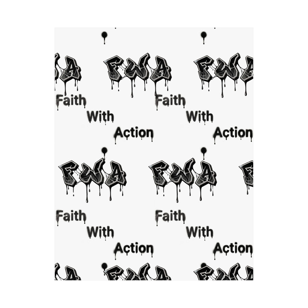 Satin Poster – "Faith With Action" Black Graffiti Print (210gsm)
