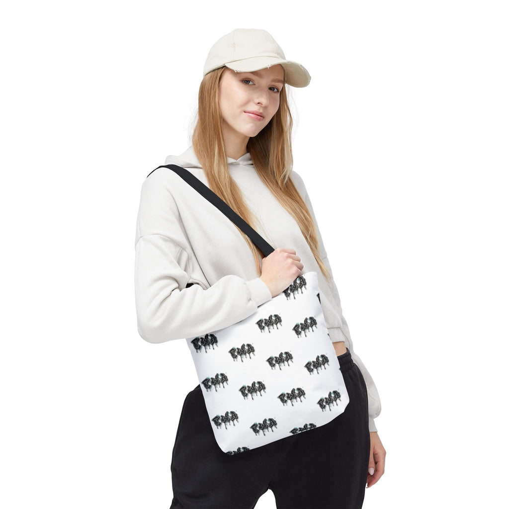 Faith With Action Pattern Tote Bag — Black & White AOP Reusable Shopper