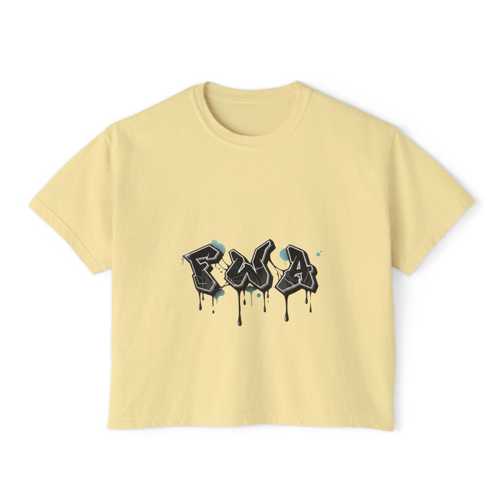 Faith With Action Boxy Tee — Graffiti-Style "FWA" Crop Tee for Women