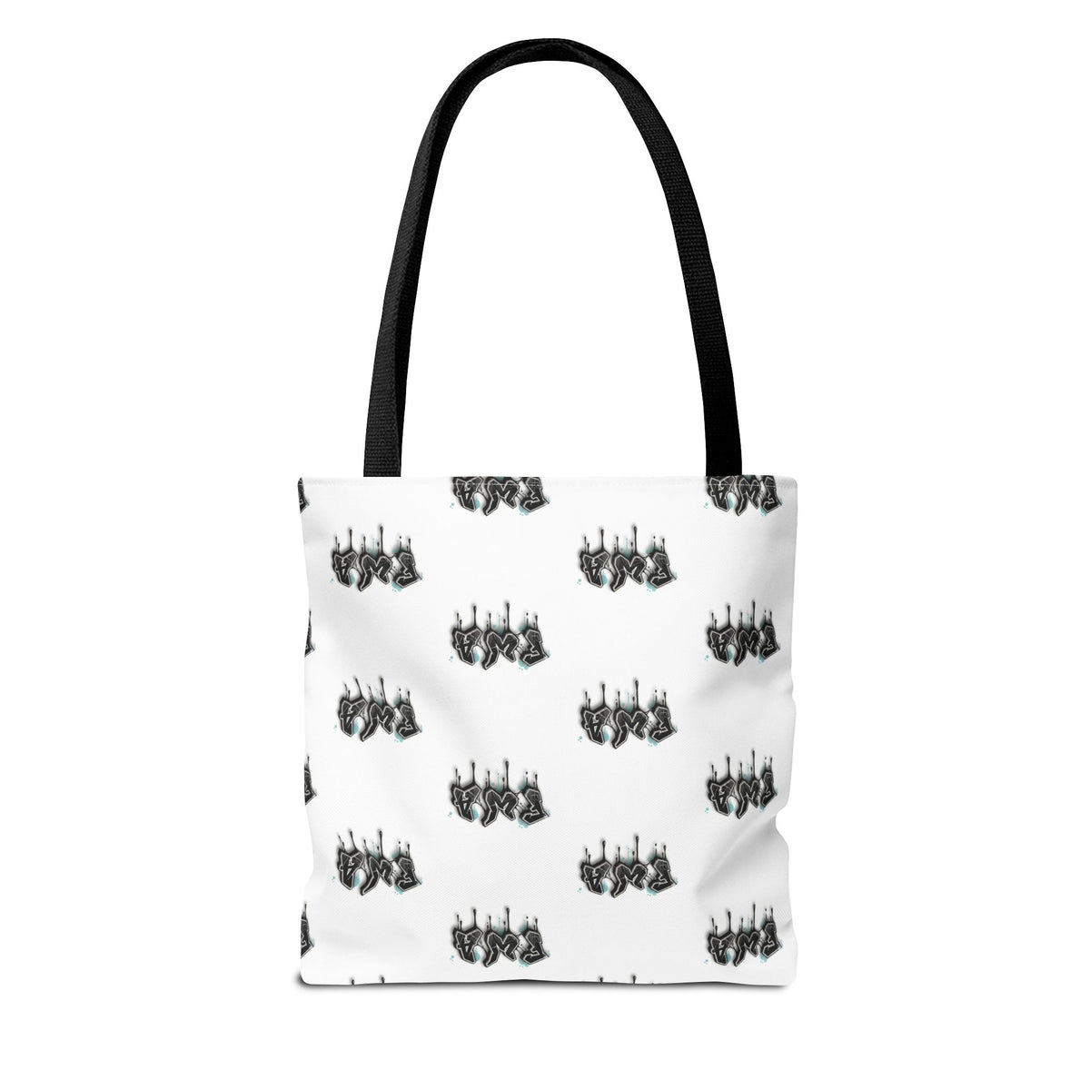 Faith With Action Pattern Tote Bag — Black & White AOP Reusable Shopper
