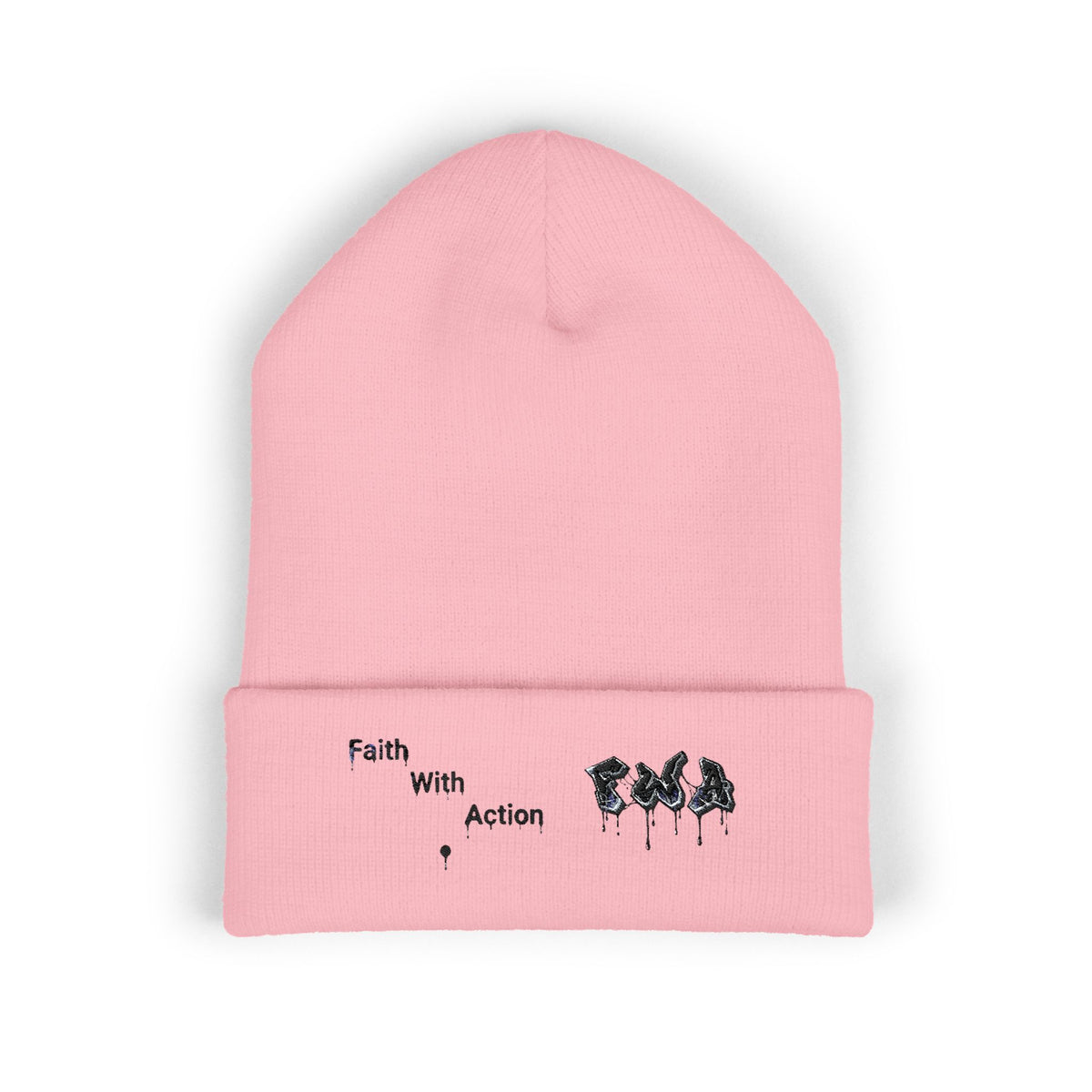 Faith With Action Embroidered Cuffed Beanie