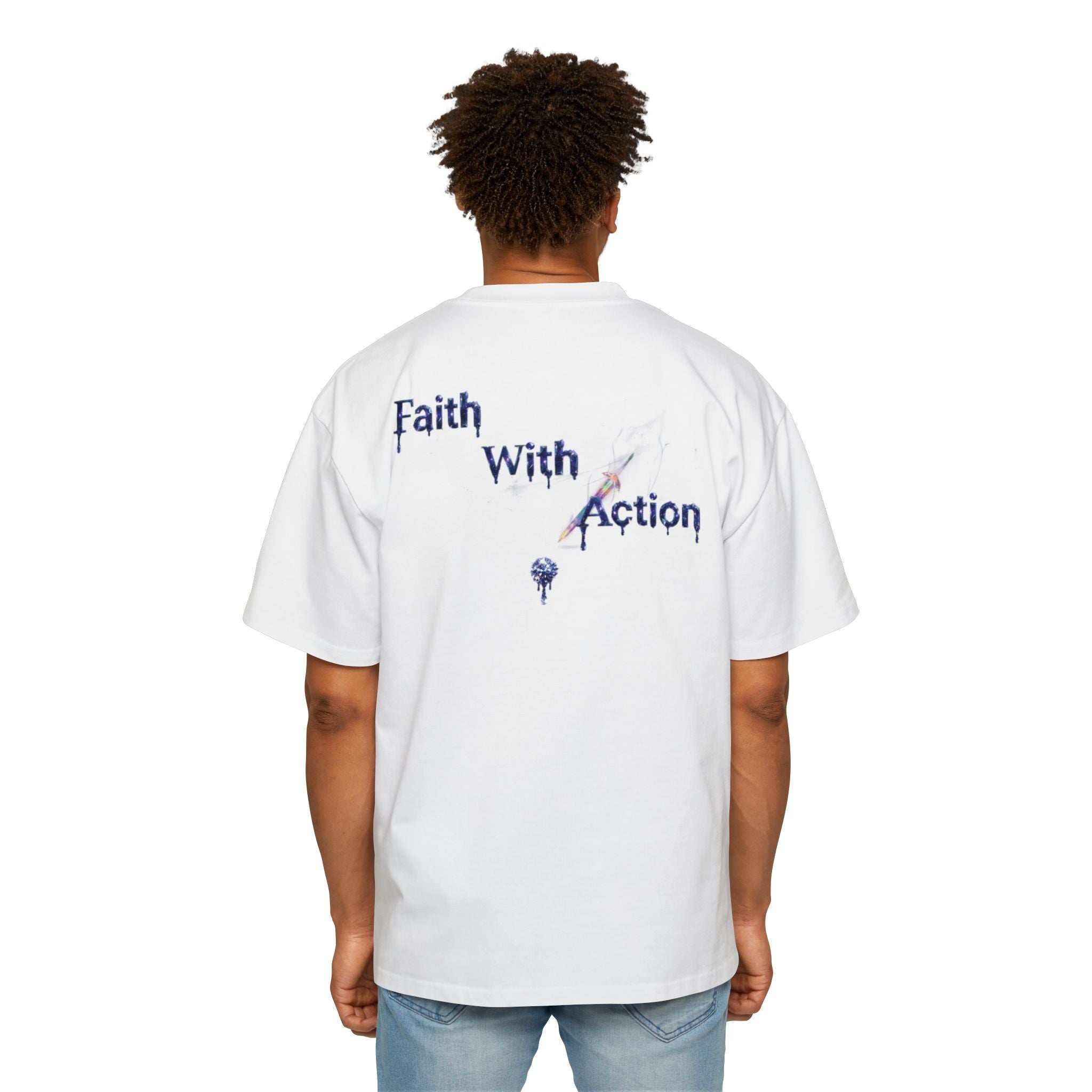 Faith With Action Graffiti Tee — USA Drip Design Oversized T-Shirt