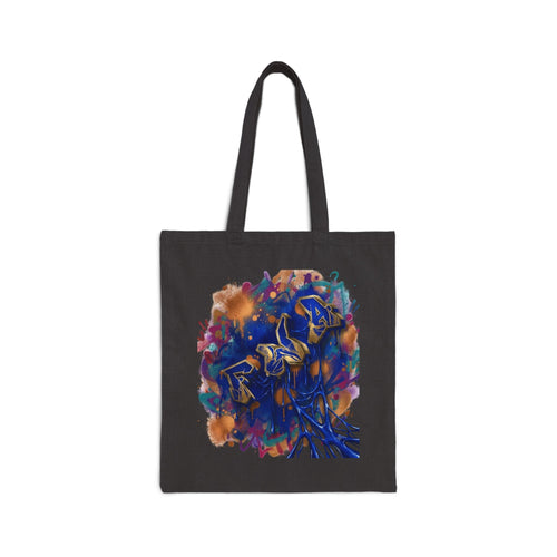 Canvas Tote Bag — Abstract Blue Rose Art Print