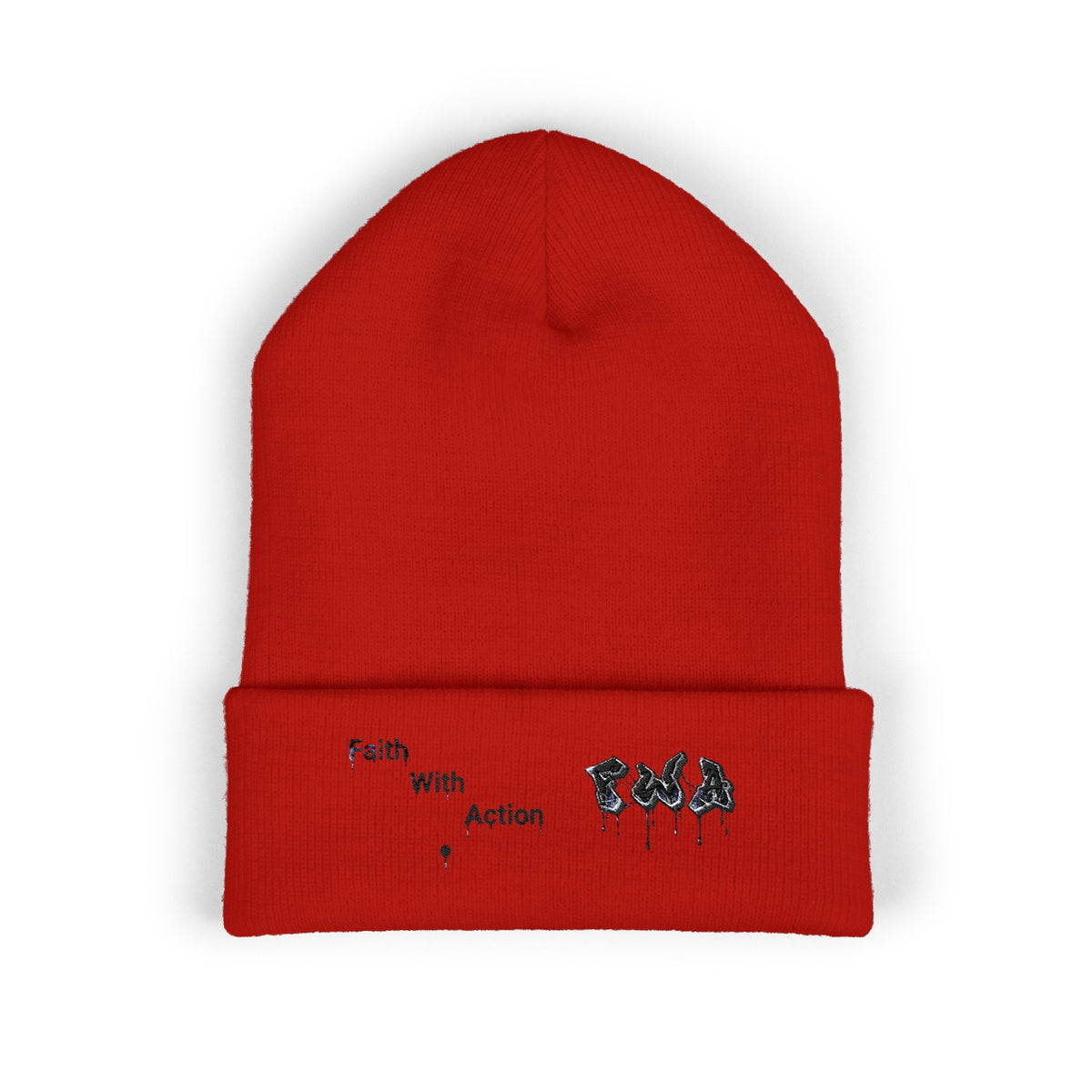 Faith With Action Embroidered Cuffed Beanie