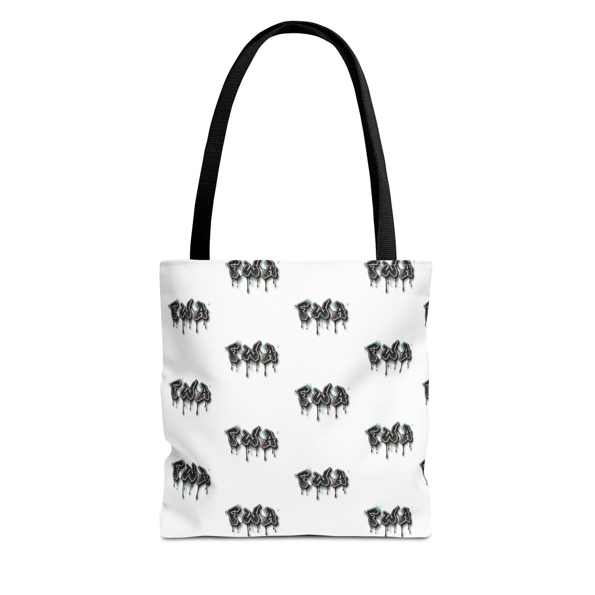 Faith With Action Pattern Tote Bag — Black & White AOP Reusable Shopper