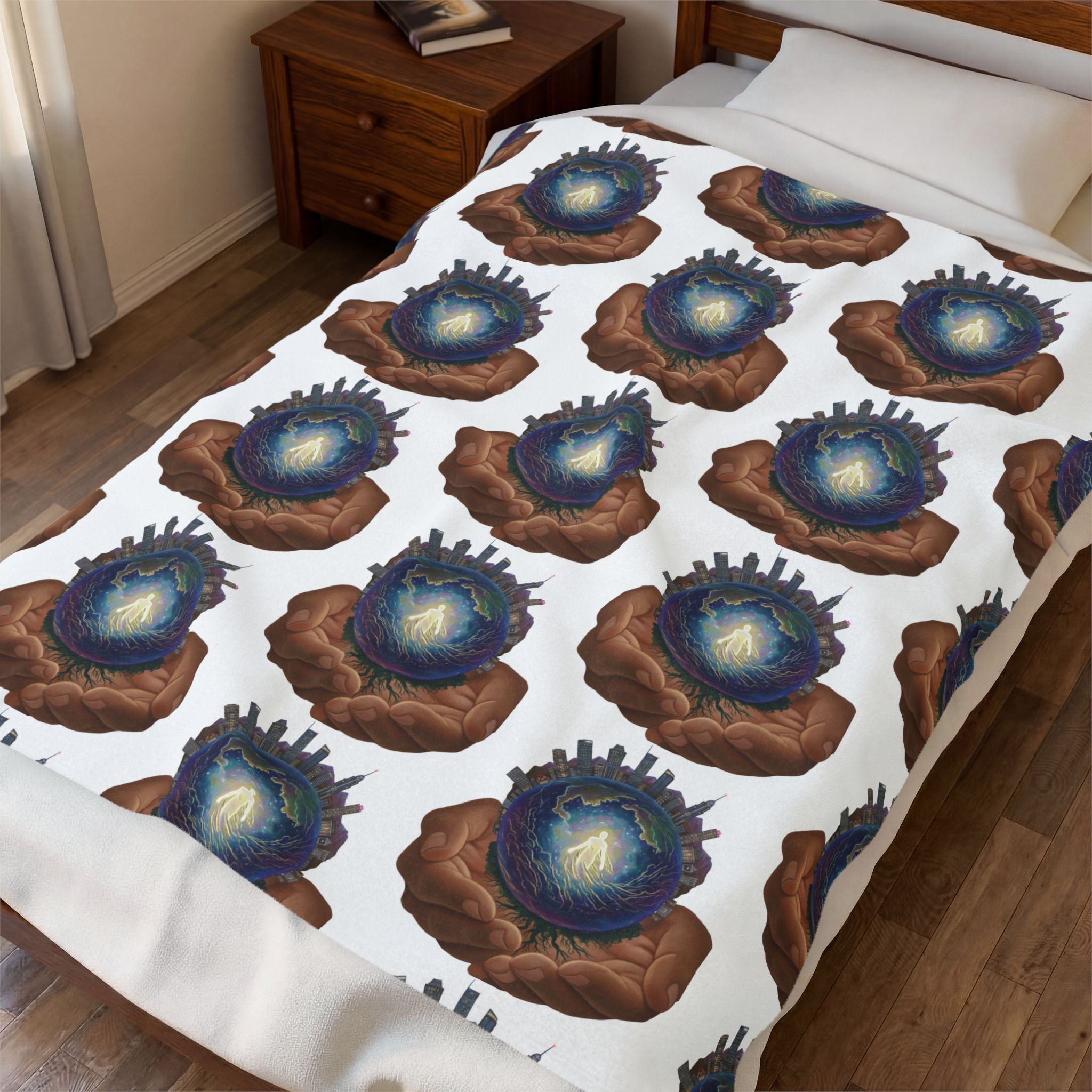 He's got the whole world in His hand. God is omnipresence Cozy Throw