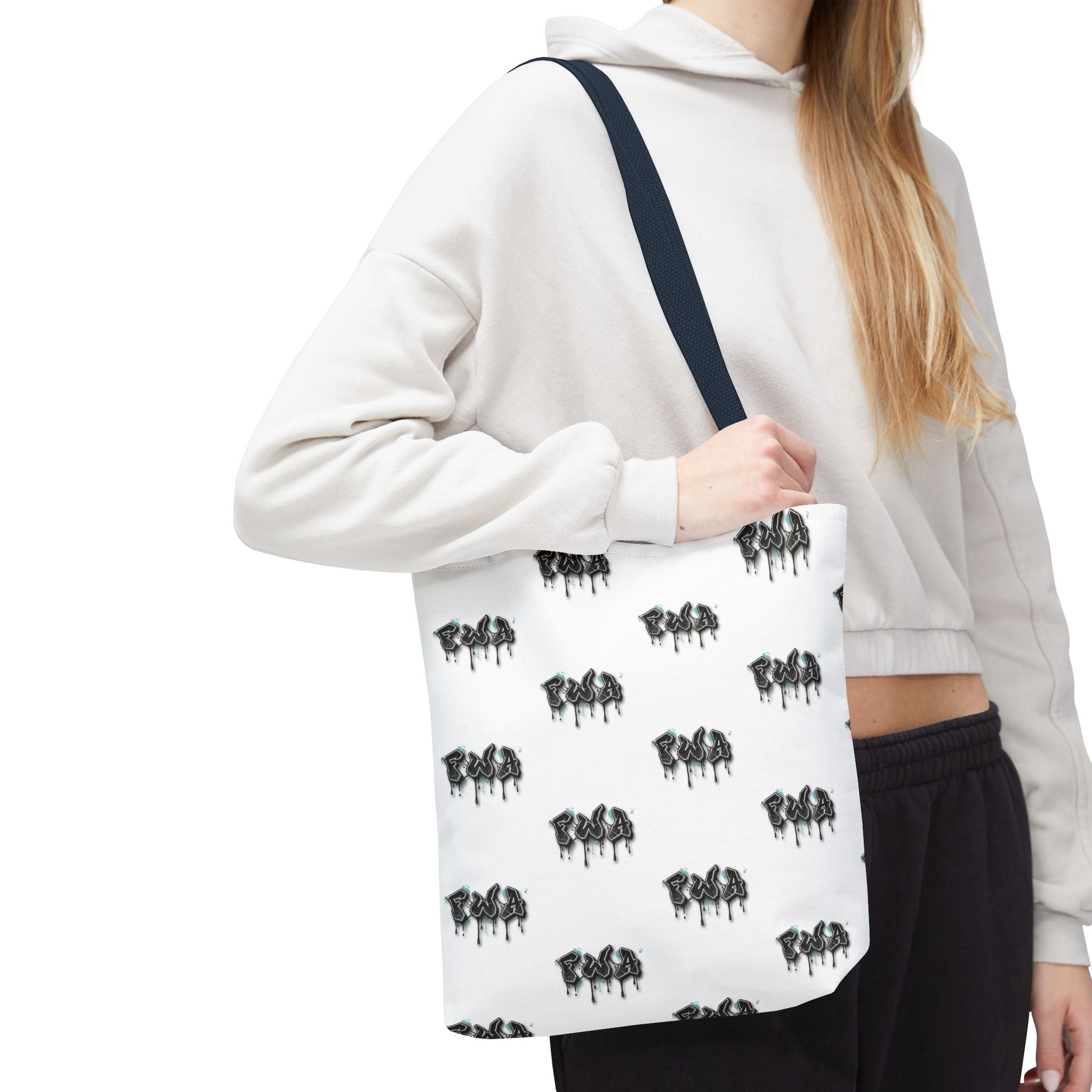 Faith With Action Pattern Tote Bag — Black & White AOP Reusable Shopper