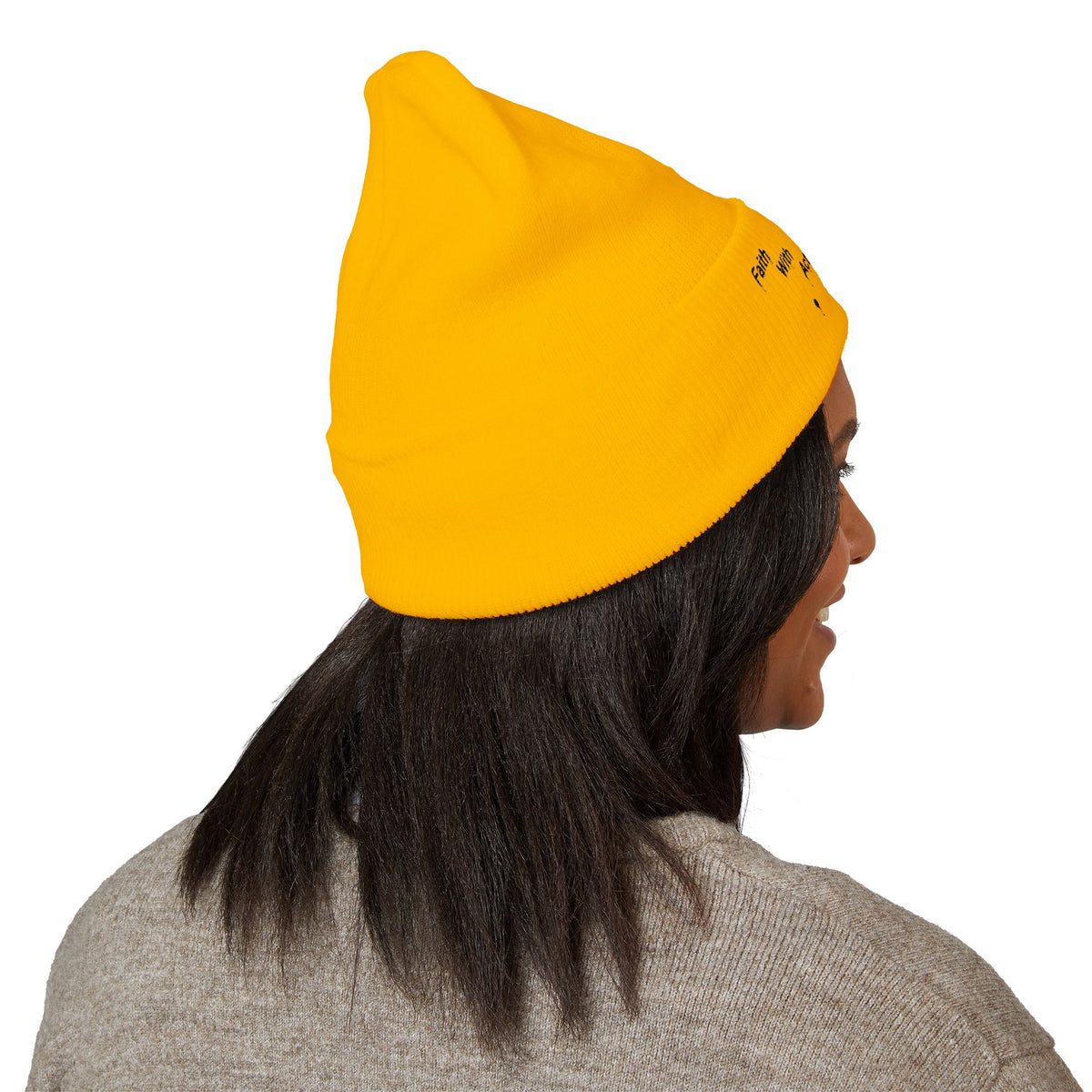 Faith With Action Embroidered Cuffed Beanie