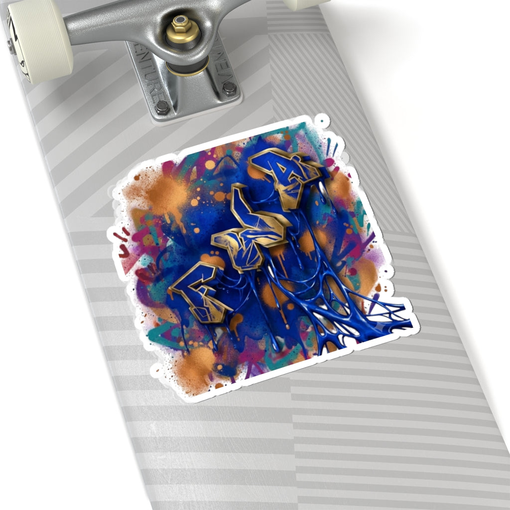 Graffiti Art Kiss-Cut Sticker — Blue Drip Street Art Decal