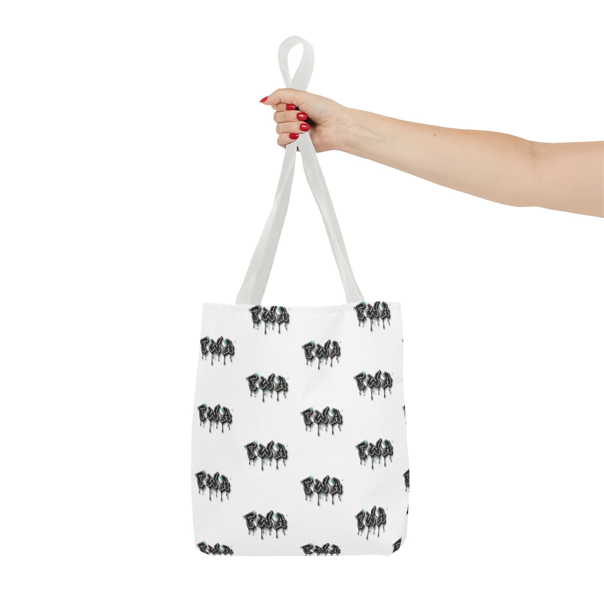 Faith With Action Pattern Tote Bag — Black & White AOP Reusable Shopper