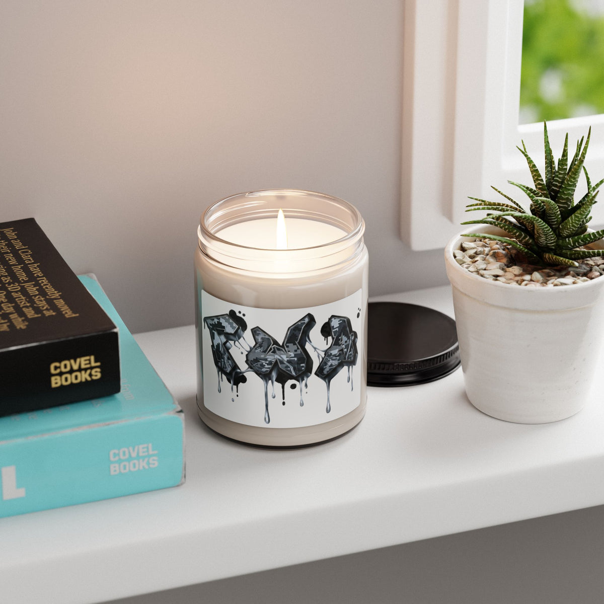 Soy Candle — Urban Graffiti Drip Design, 9 oz Scented Jar