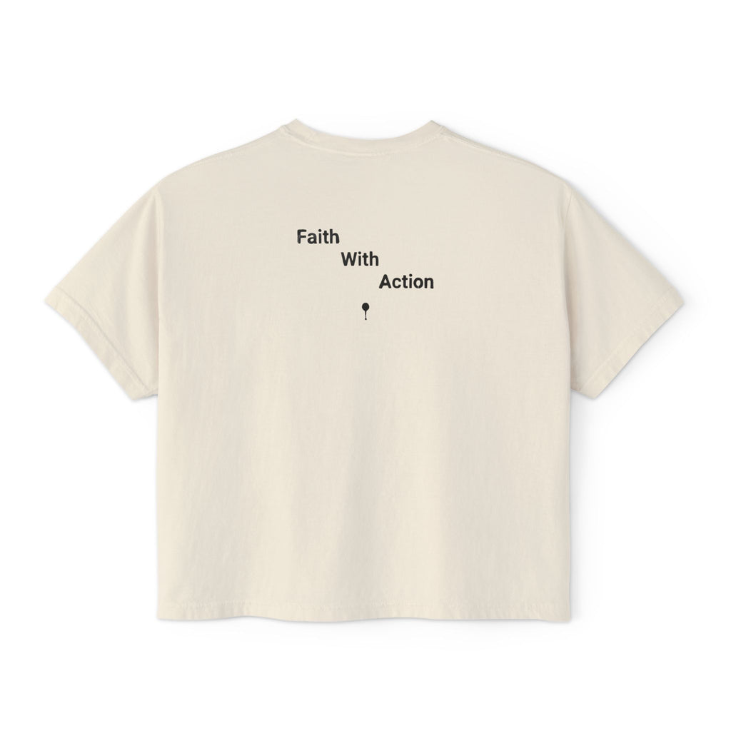 Faith With Action Boxy Tee — Graffiti-Style "FWA" Crop Tee for Women